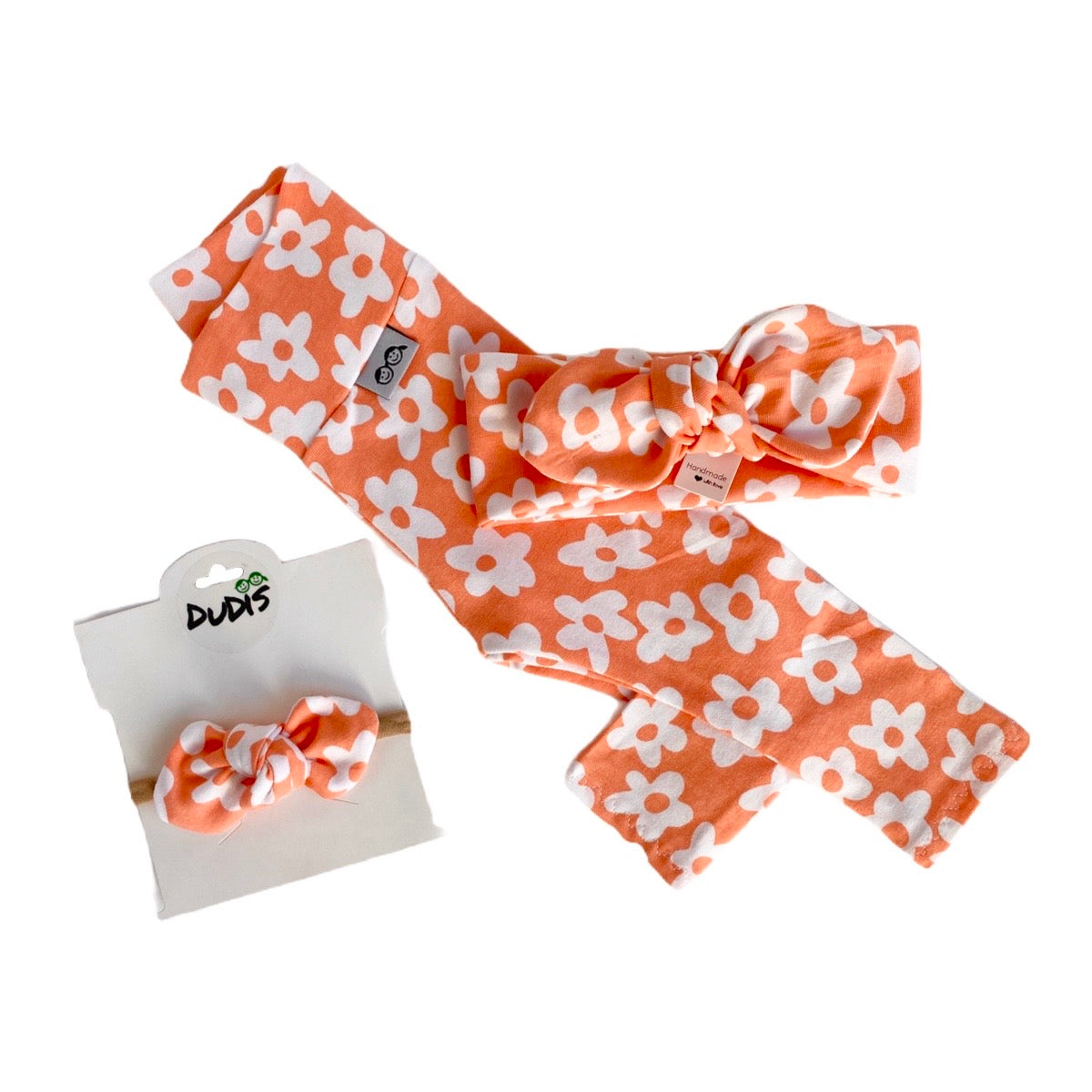 Peach Windy Floral Leggings and/or Headbands