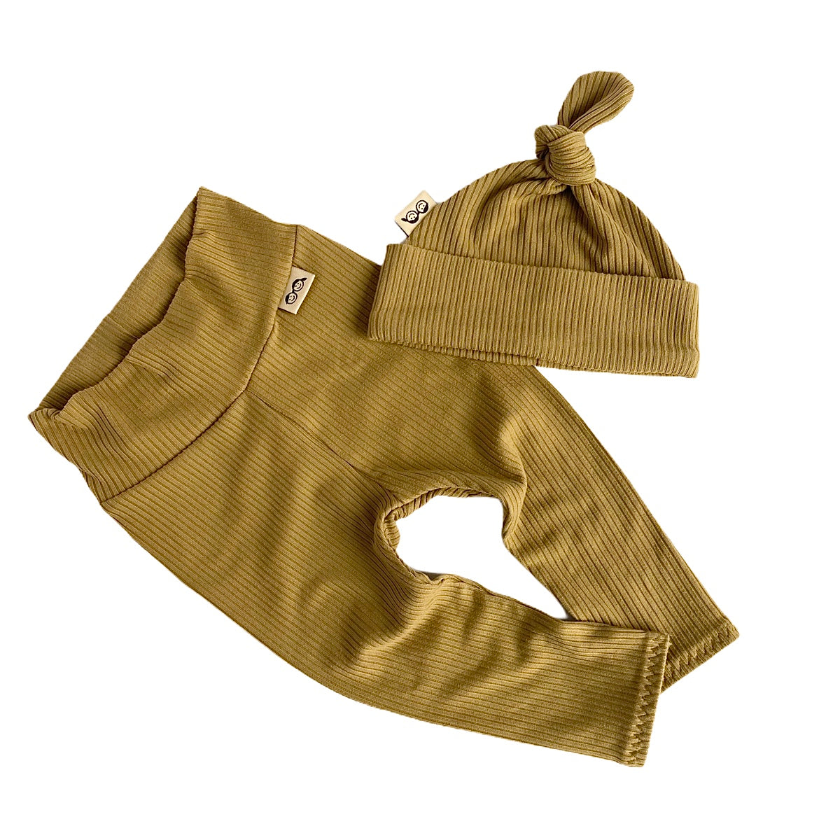 Vintage Olive Rib Leggings and/or Beanie Knot Hat