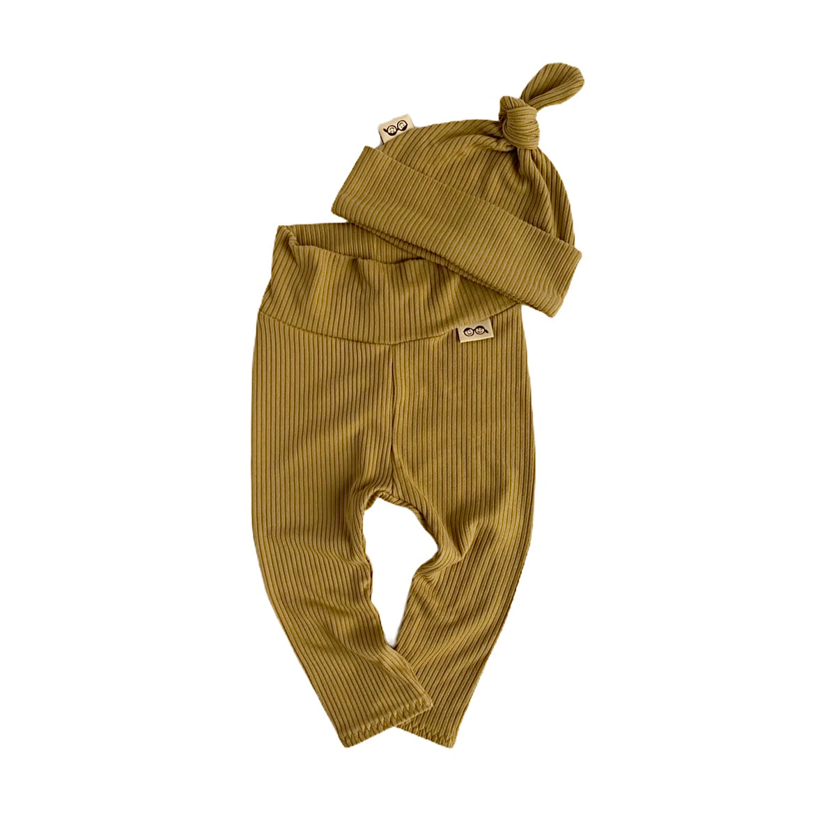 Vintage Olive Rib Leggings and/or Beanie Knot Hat