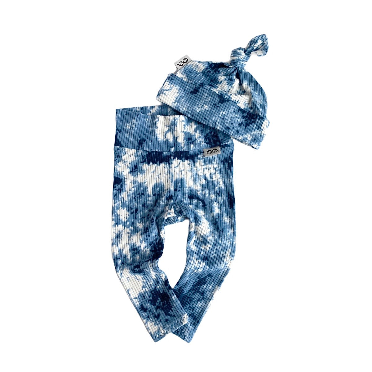 Denim Tie Dye Rib Leggings and/or Knot Beanie Hat