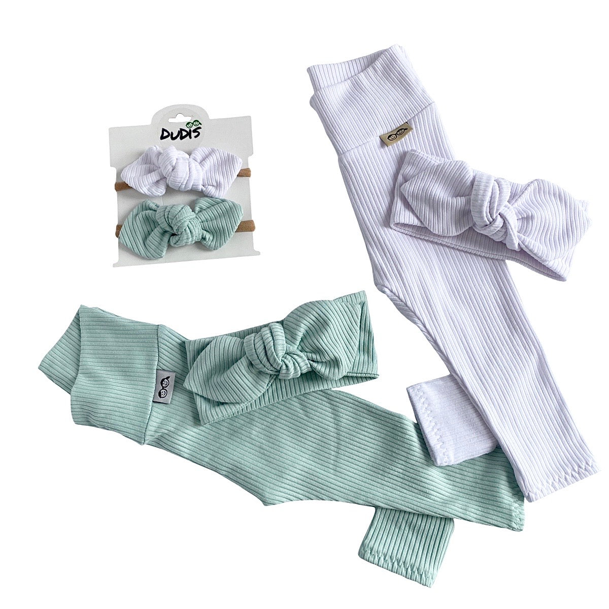 White Rib Leggings and/or Headband