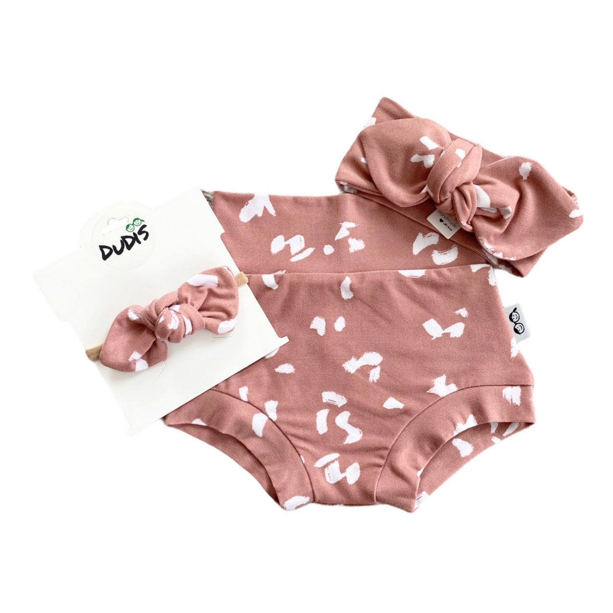 Dusty Mauve Spaced Cheetah Spot Bummies and/or Headbands