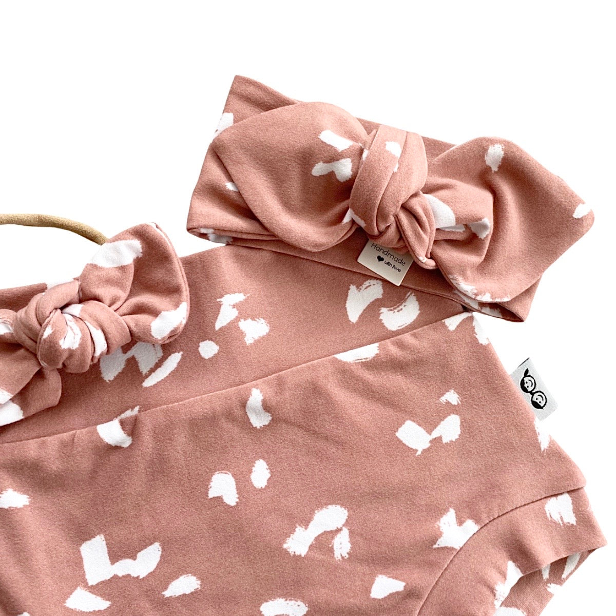 Dusty Mauve Spaced Cheetah Spot Bummies and/or Headbands