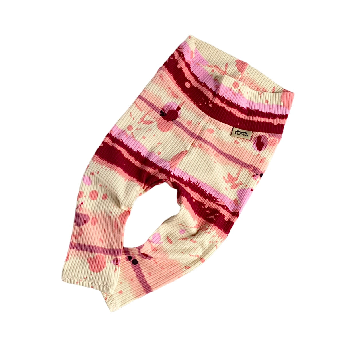 Pink Abstract Stripe Ribbed Leggings