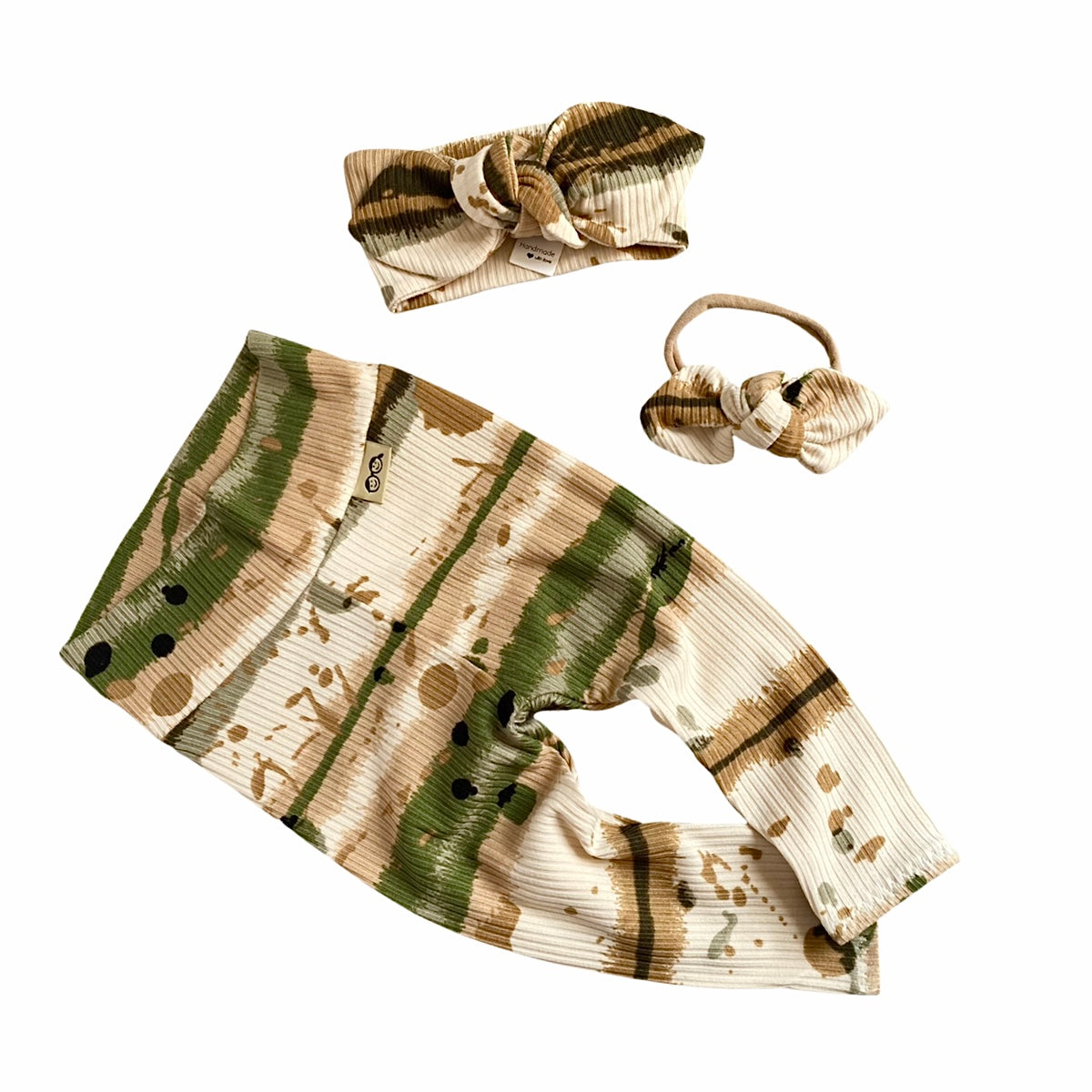 Olive Abstract Striped Rib Leggings and/or Headbands