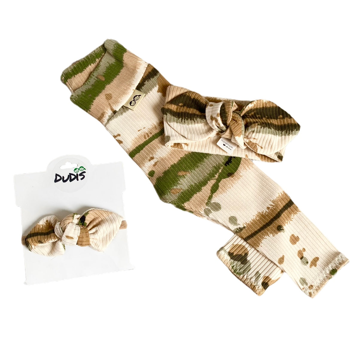 Olive Abstract Striped Rib Leggings and/or Headbands