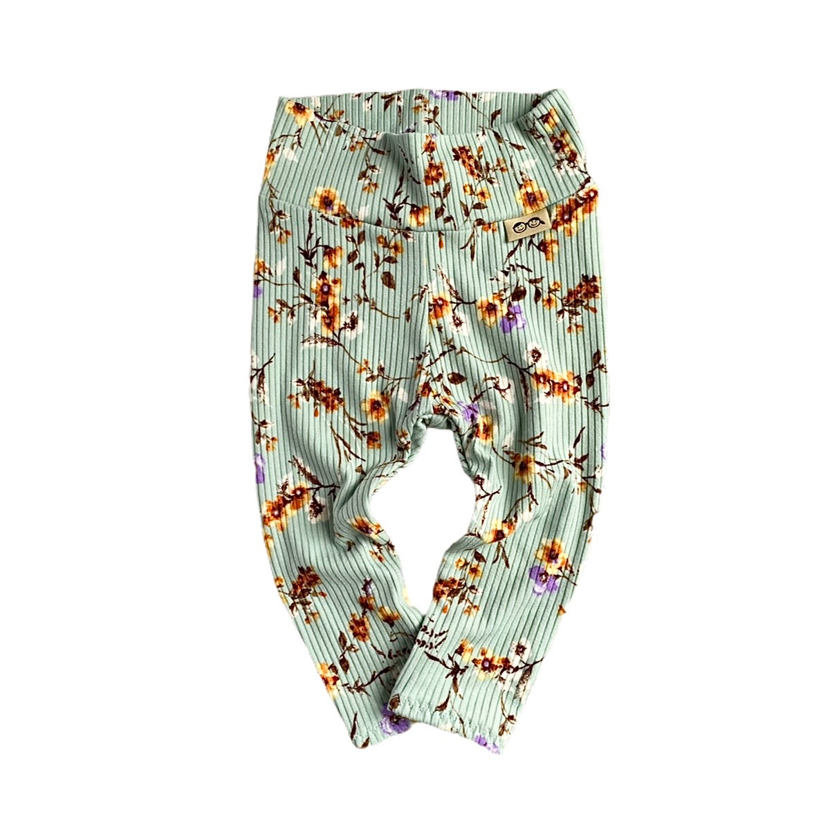 Dried Floral on Sage Ribbed Leggings and/or Knot Beanie Hat