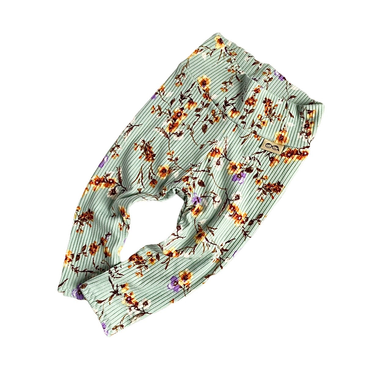 Dried Floral on Sage Ribbed Leggings and/or Knot Beanie Hat