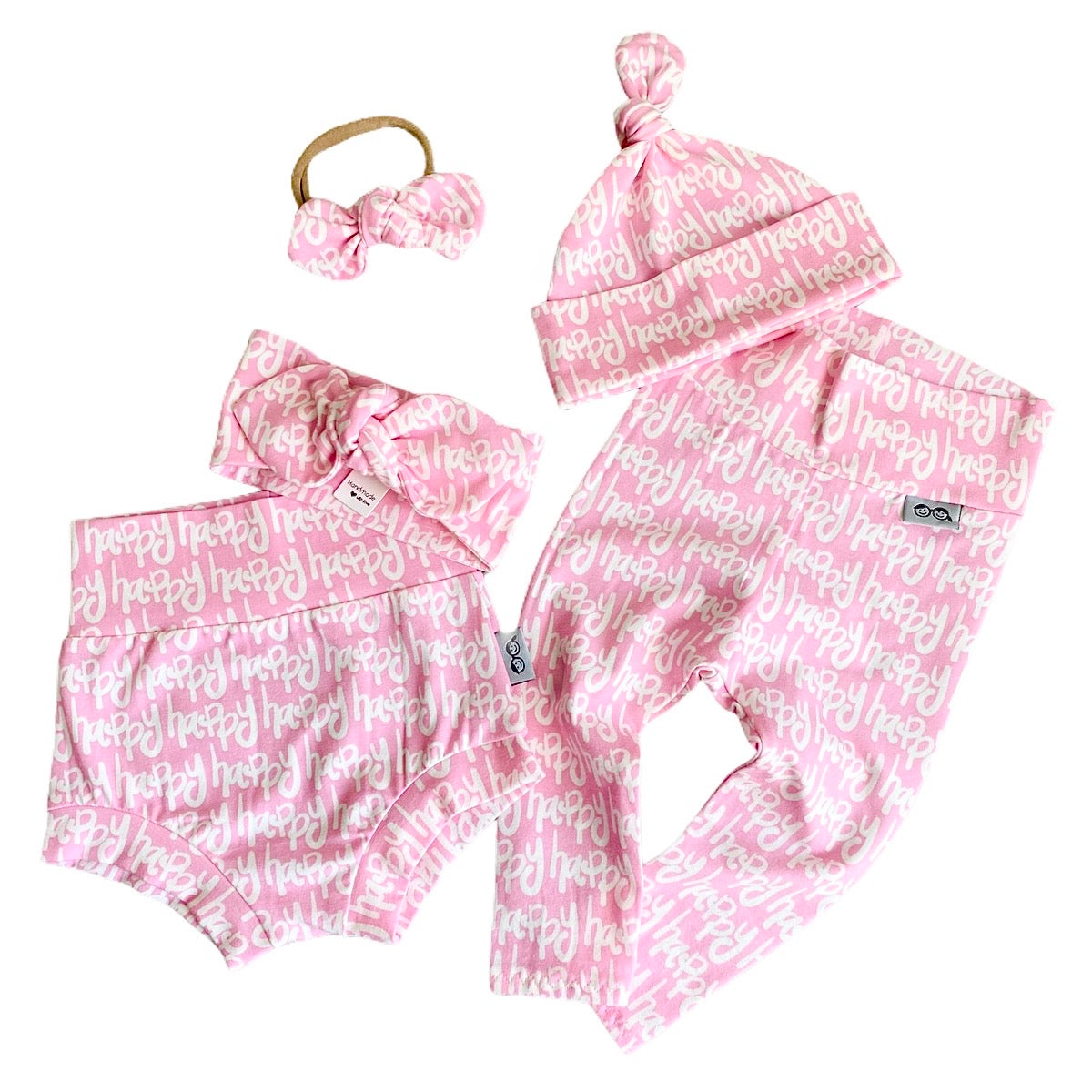 Happy Pink Leggings and/or Beanie Knot Hat