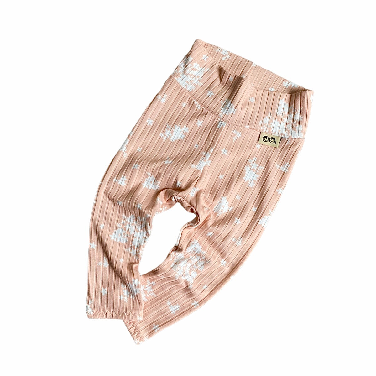 Minimal Floral Blush Ribbed Leggings