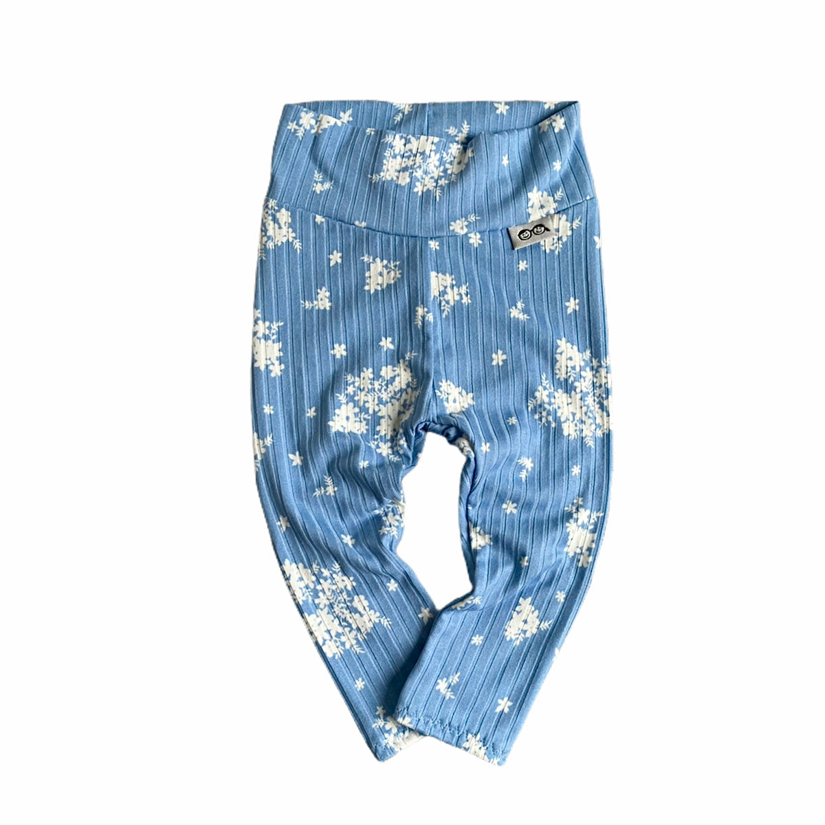 Minimal Floral Blue Ribbed Leggings and/or Knot Beanie Hat