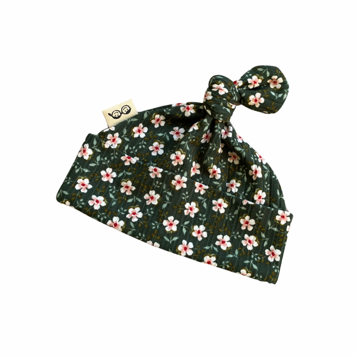 Dainty Floral Green Rib Leggings and/or Beanie Knot Hat