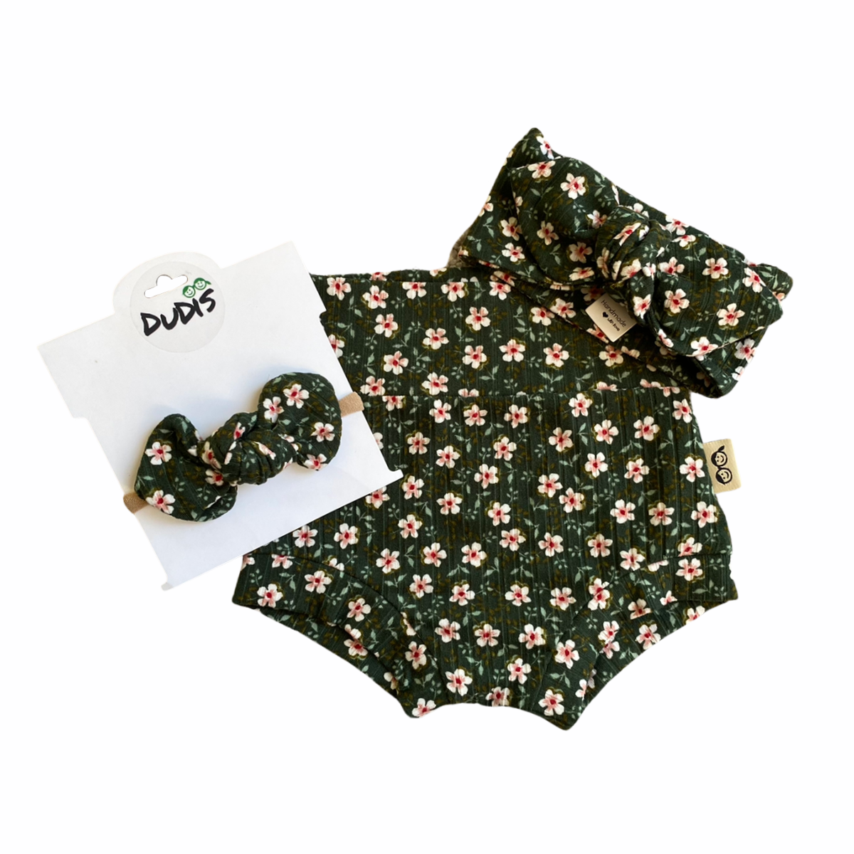 Dainty Floral Green Rib Bummies and/or Headbands