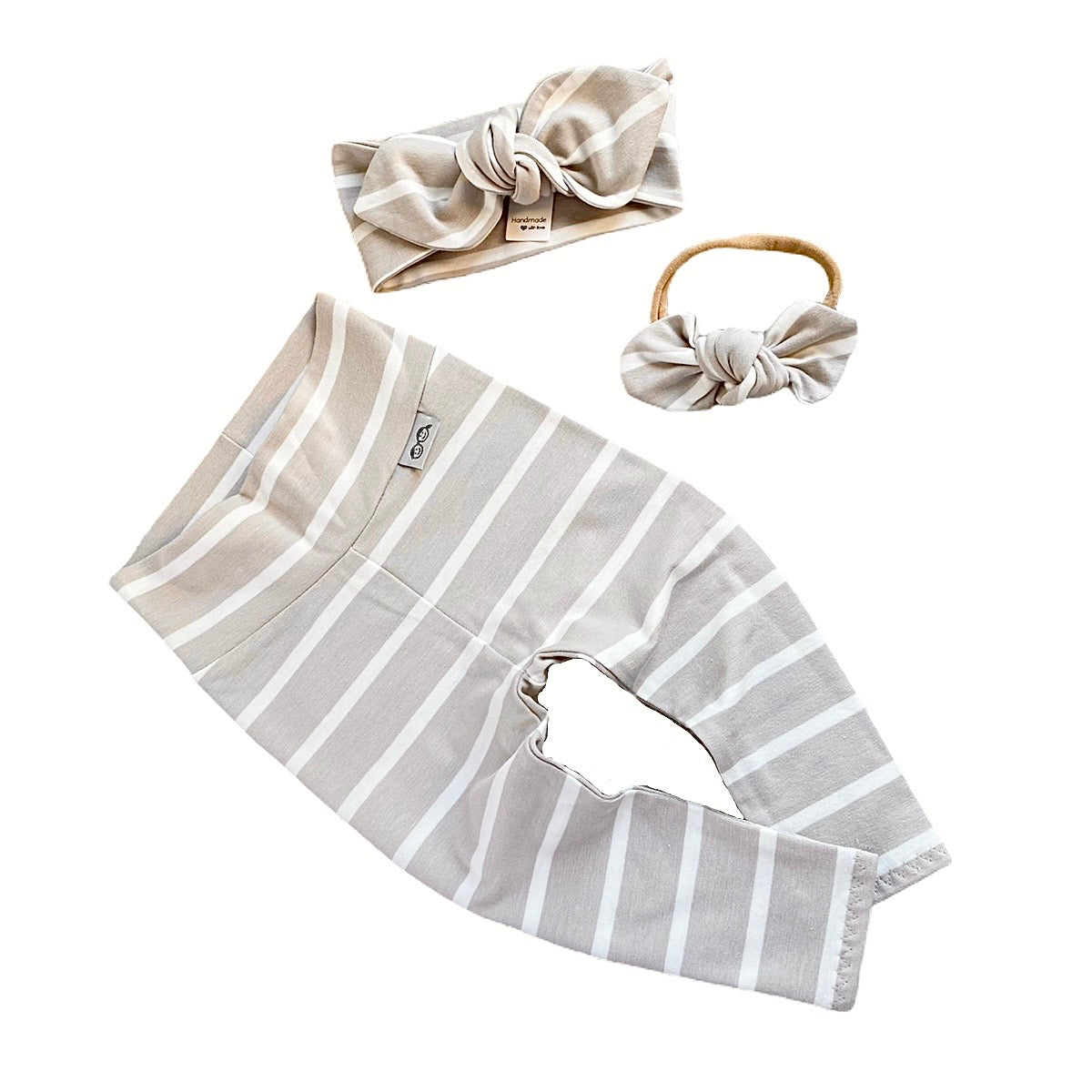 Grey White Striped Leggings and/or Headbands