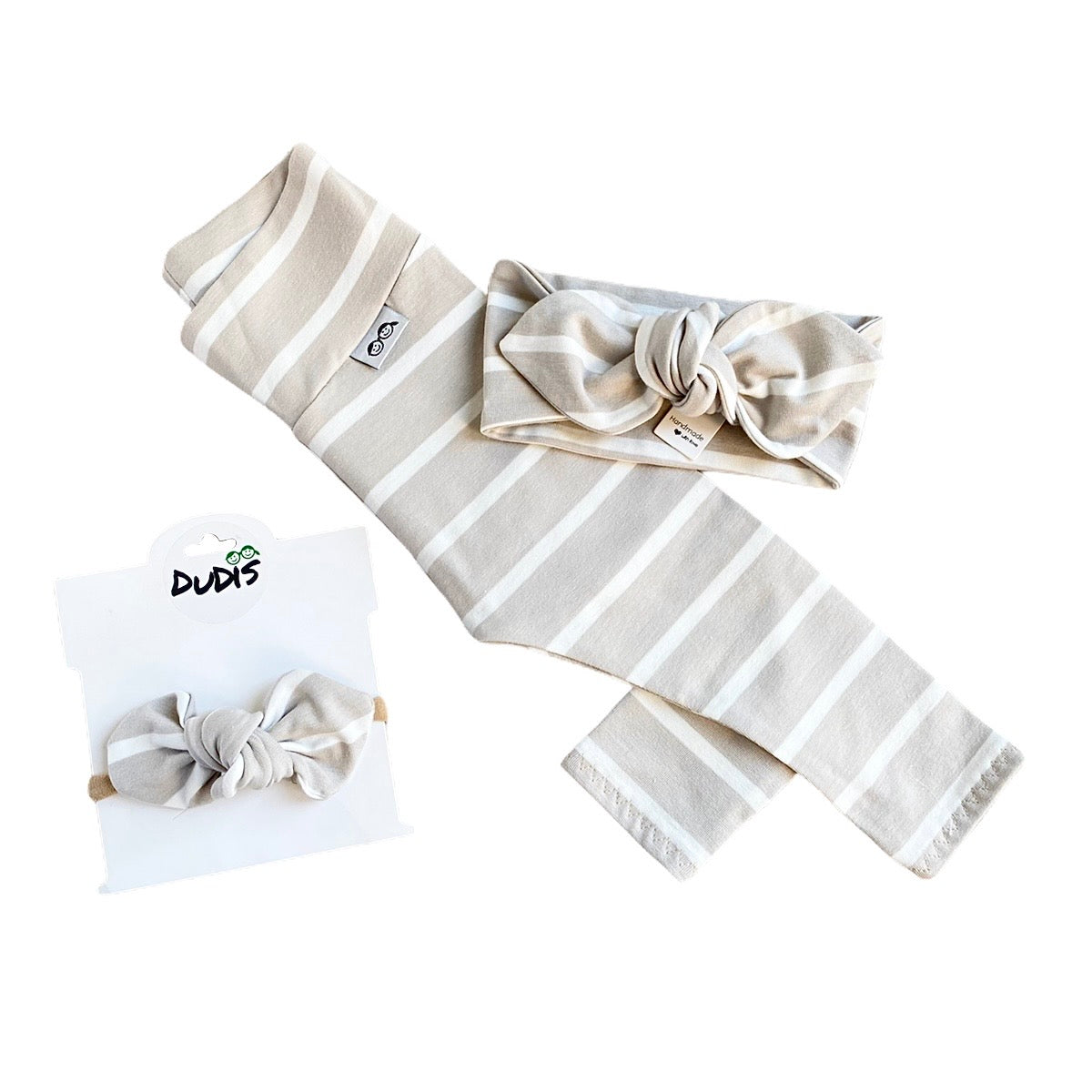 Grey White Striped Leggings and/or Headbands