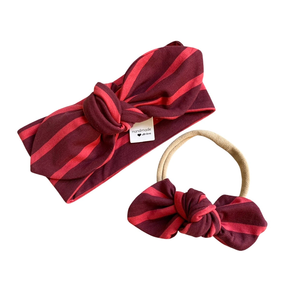 Striped Burgundy Red Leggings and/or Headbands