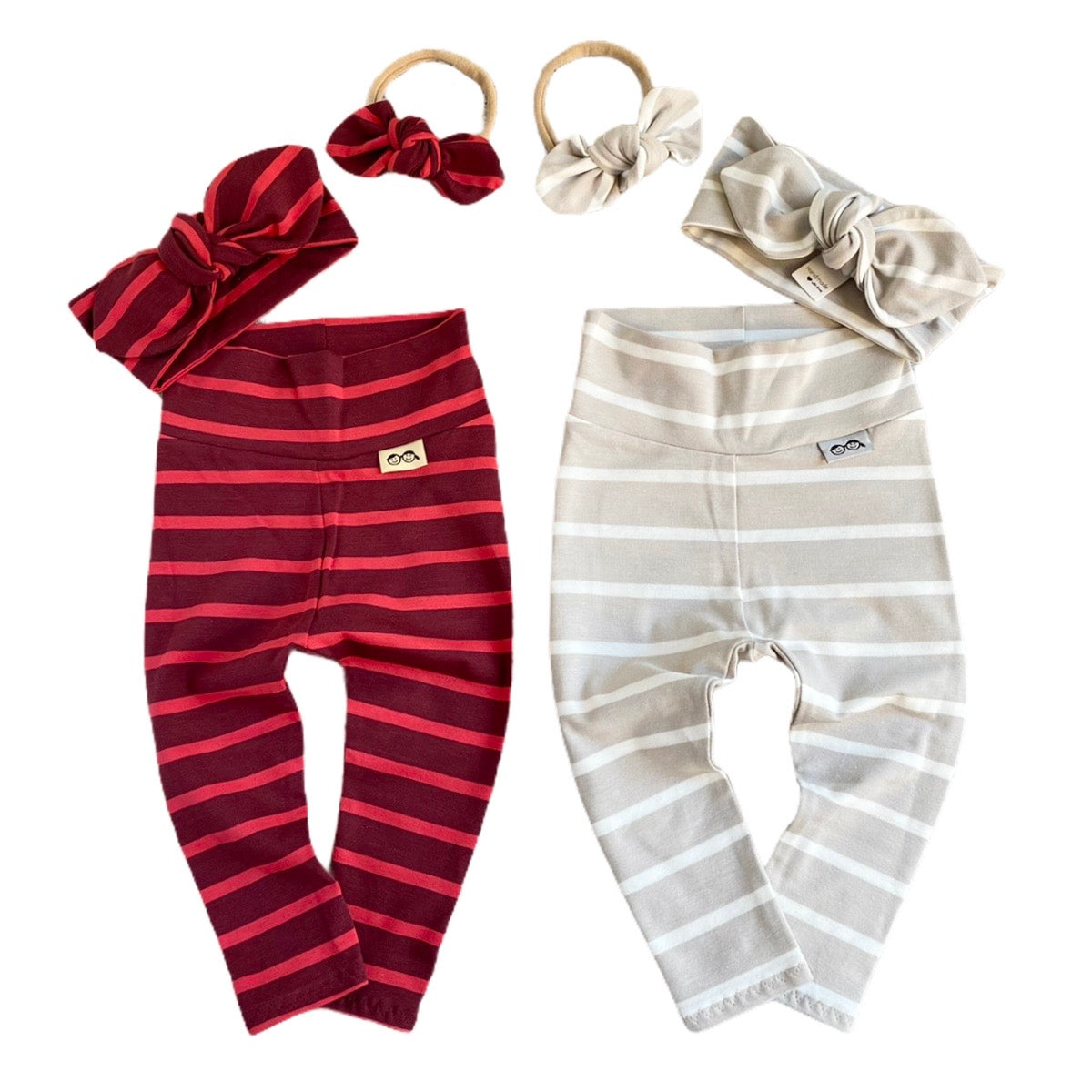 Striped Burgundy Red Leggings and/or Headbands