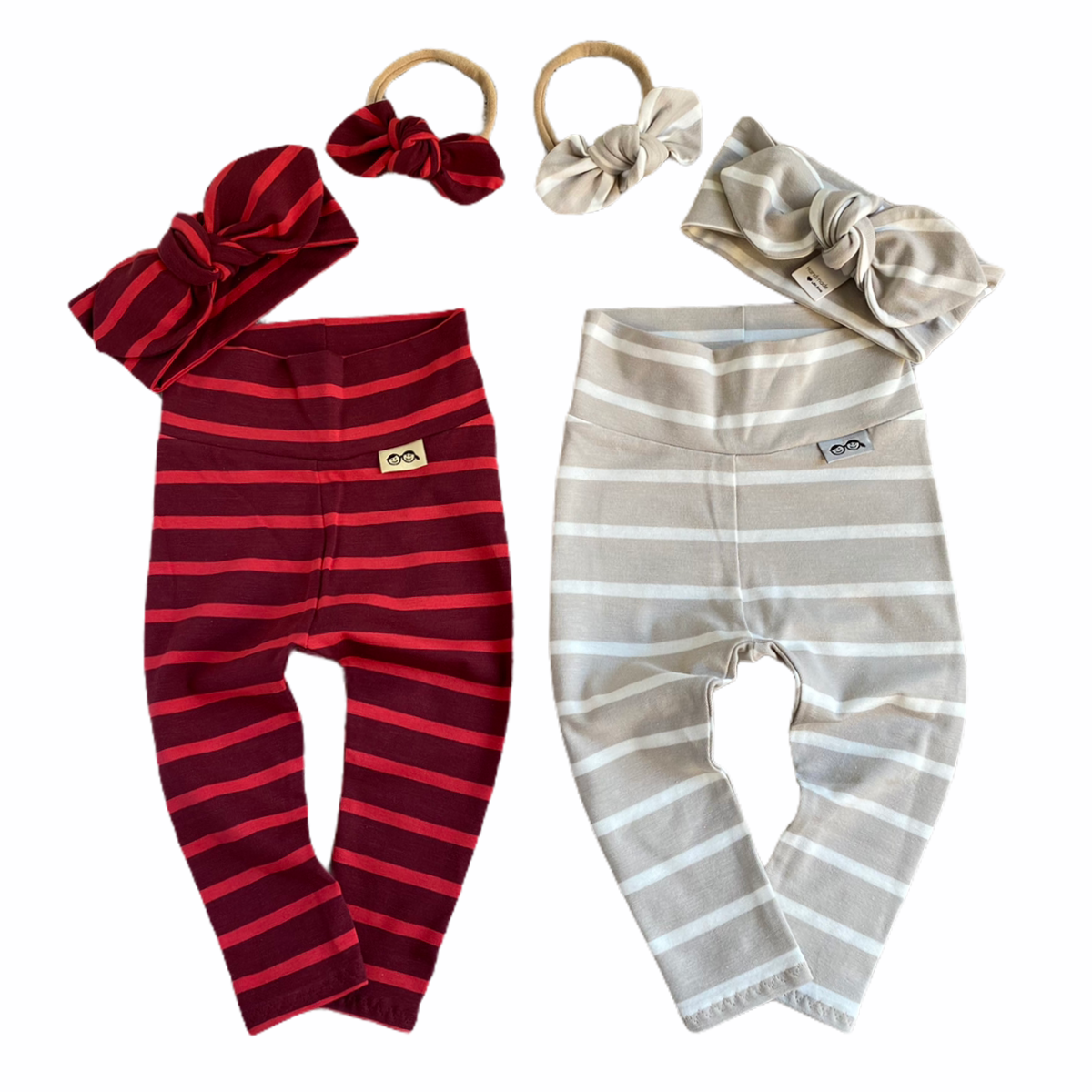 Grey White Striped Leggings and/or Headbands