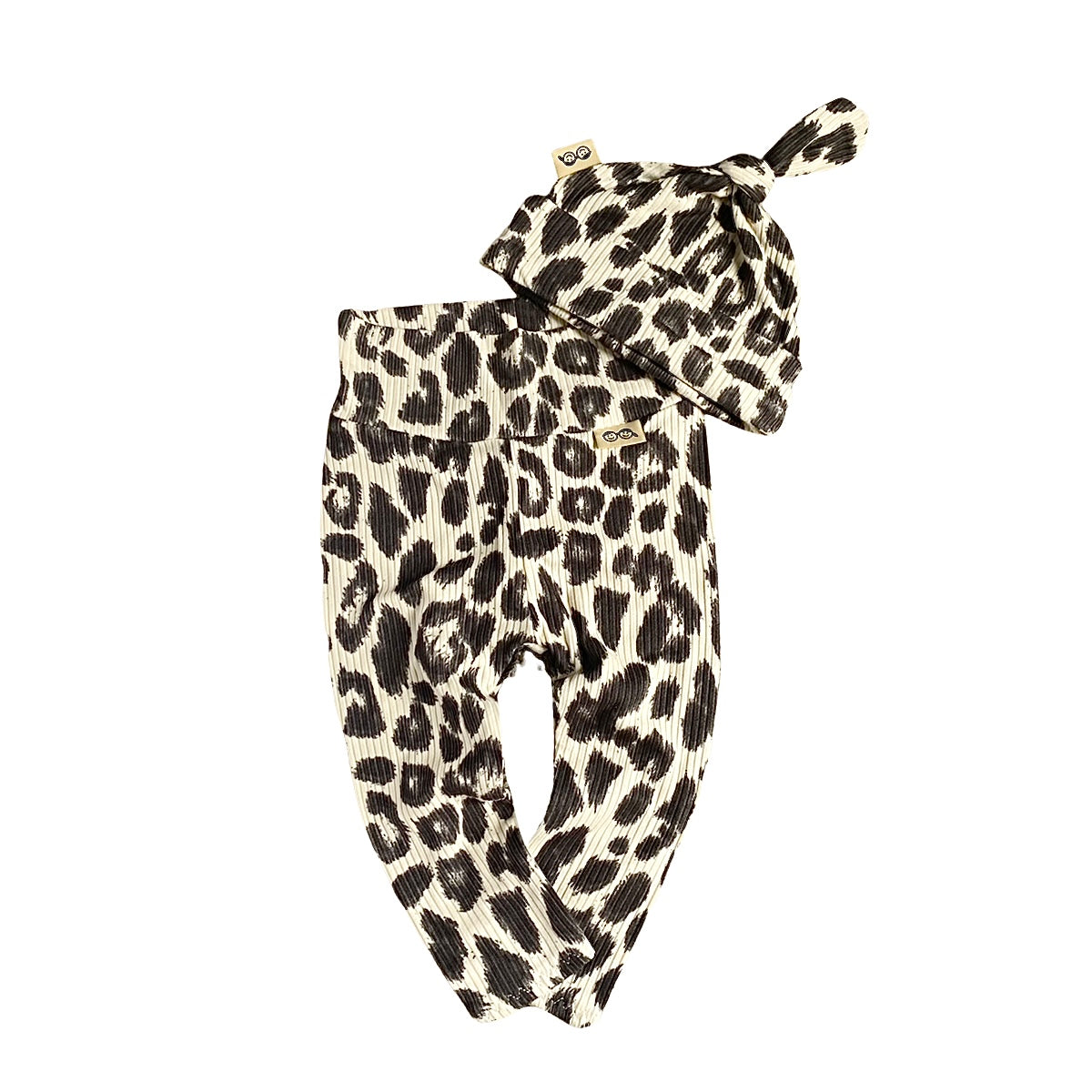 Grey Cheetah on Ivory Leggings and/or Knot Beanie