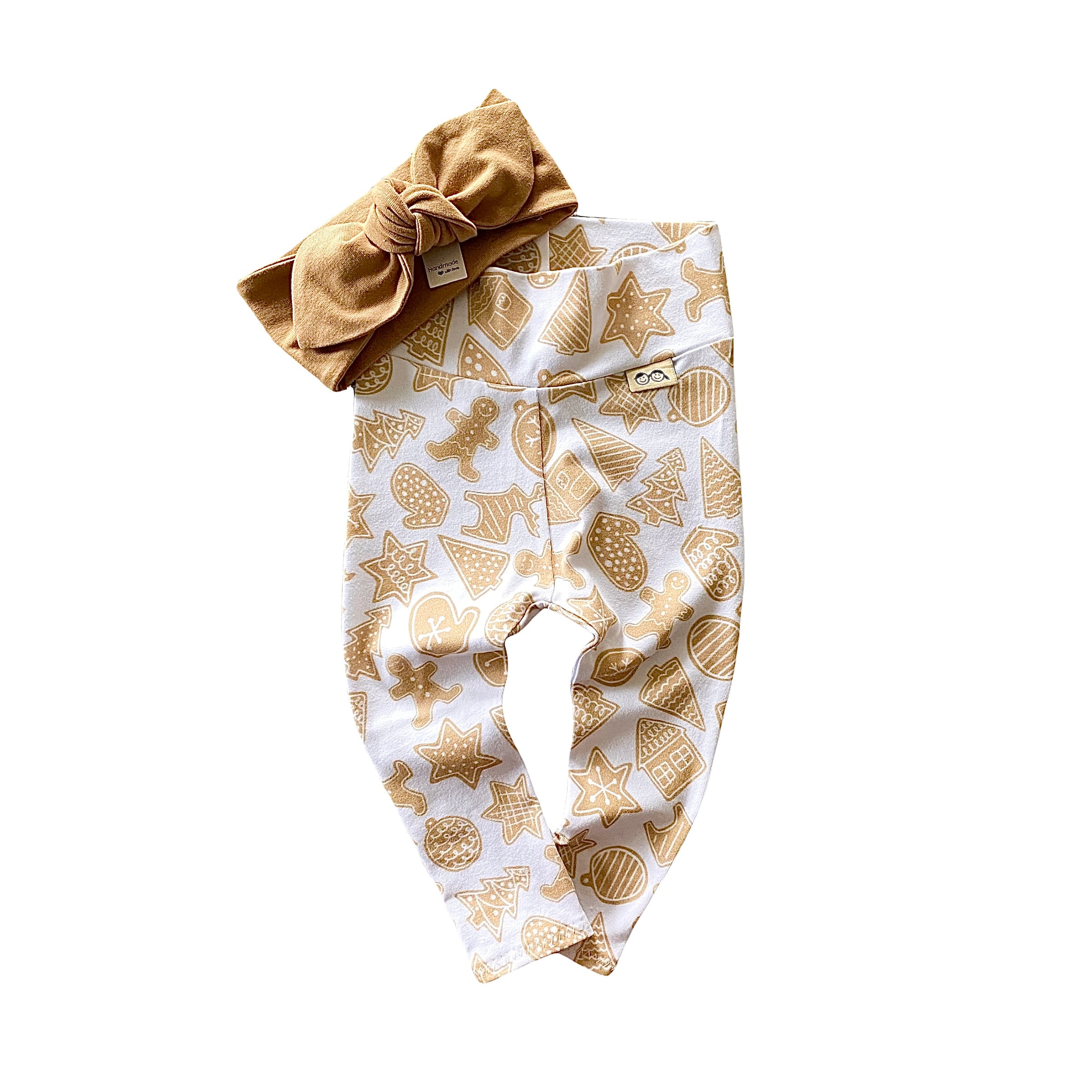 Gingerbread Mix and Match Christmas Leggings with Camel Headband