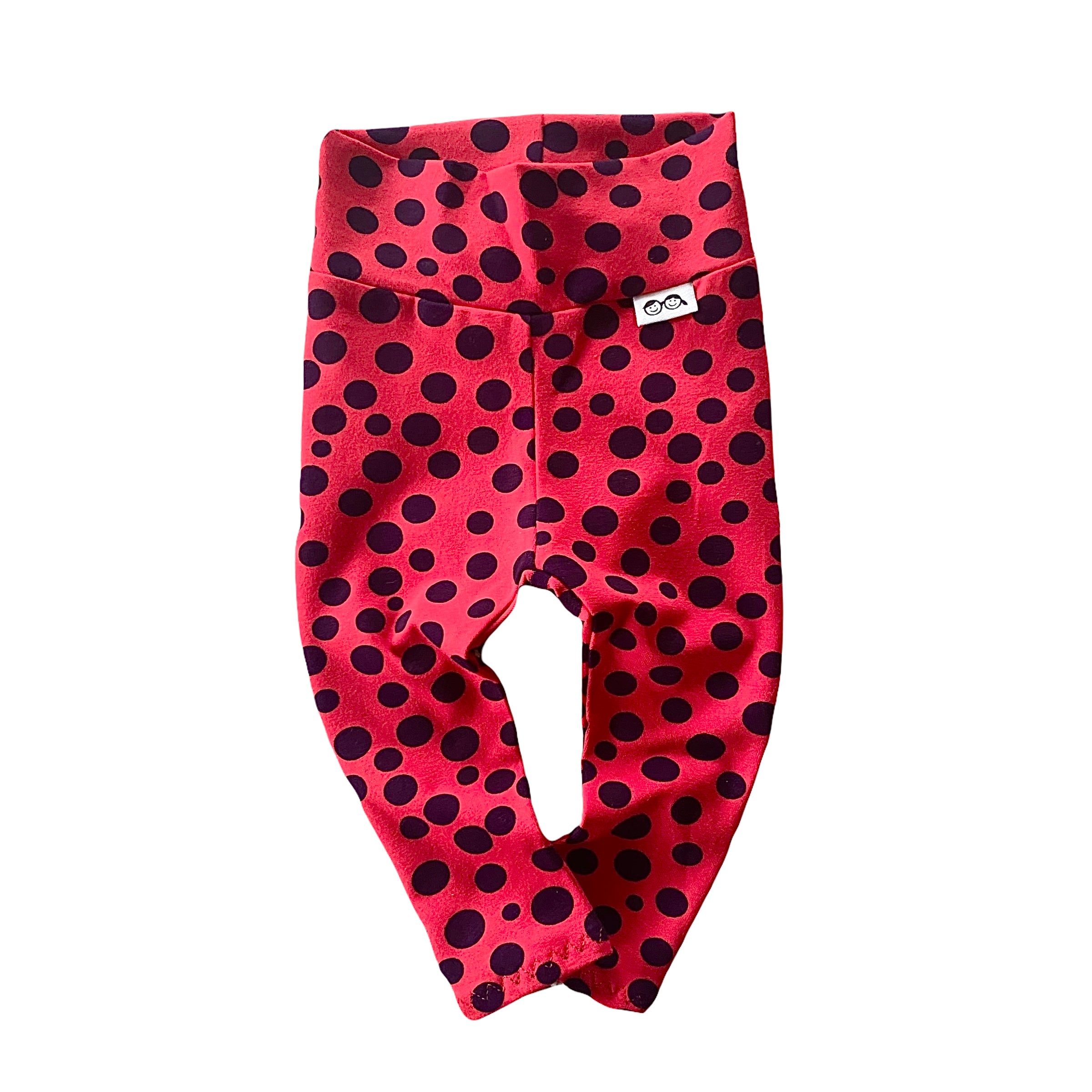 Navy Blue Dots on Red Leggings
