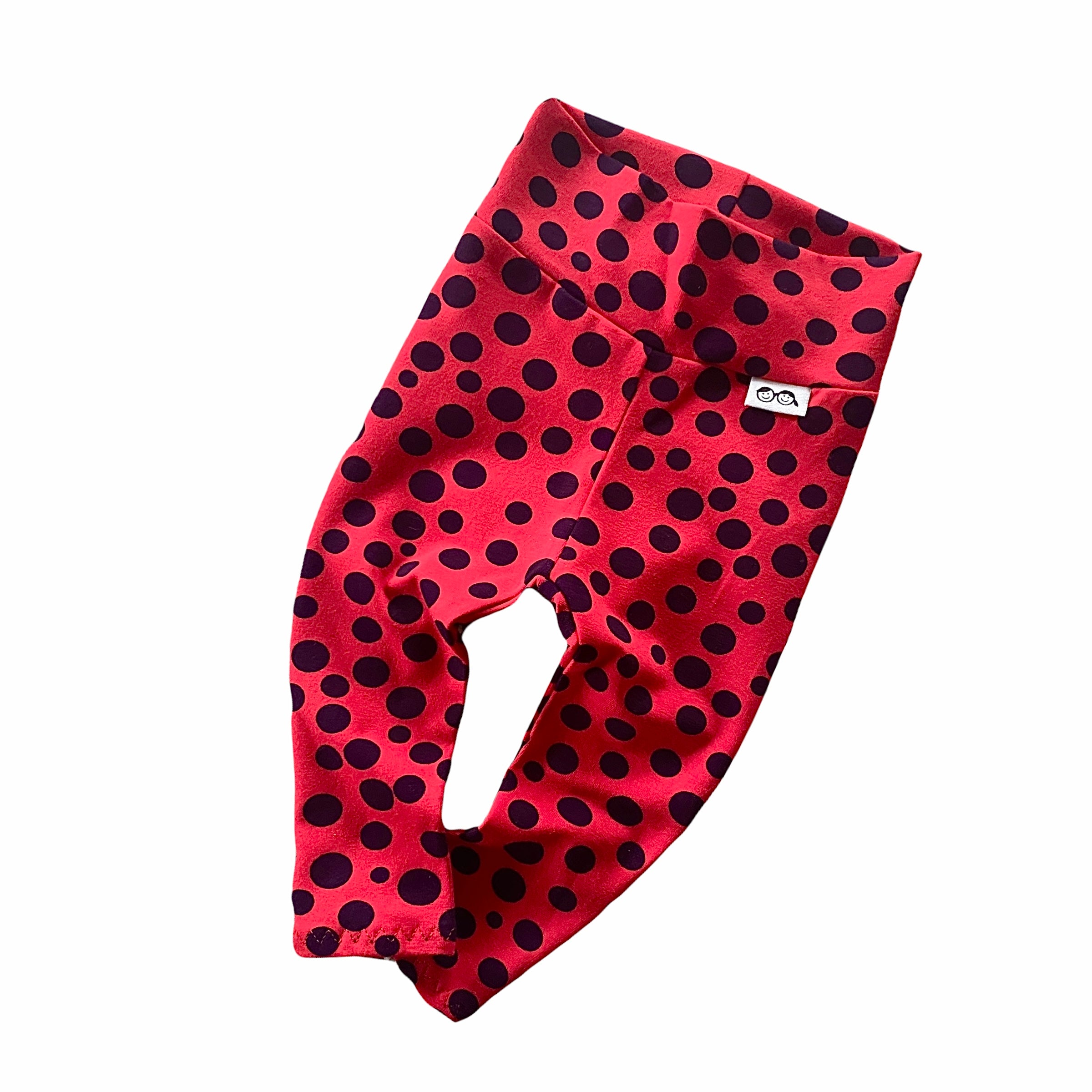 Navy Blue Dots on Red Leggings
