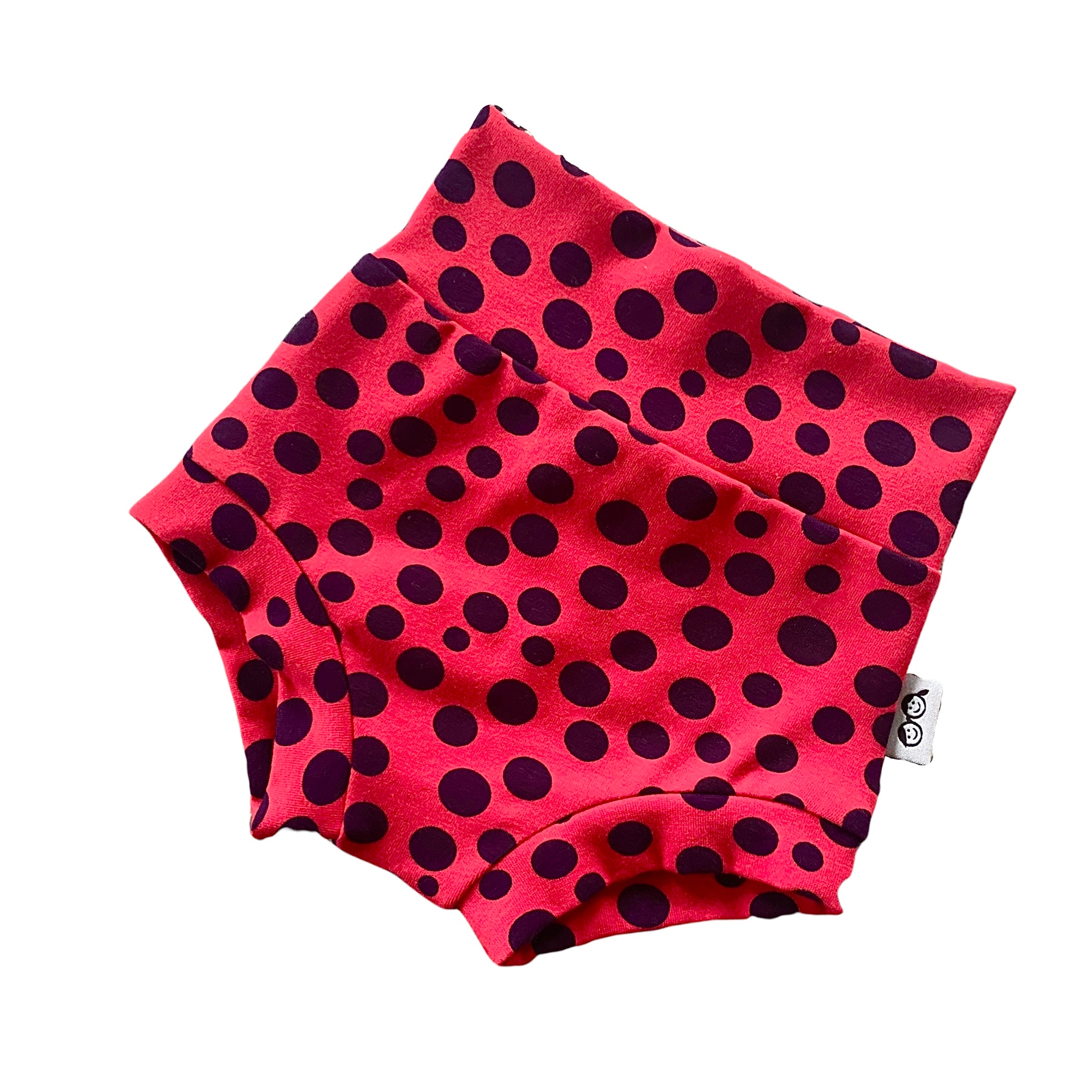 Navy Blue Dots on Red Bummies