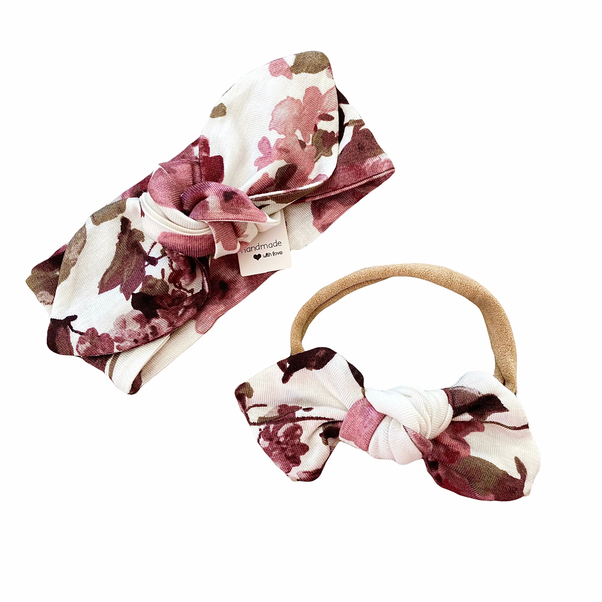 Vintage Florals on White Leggings and/or Headbands
