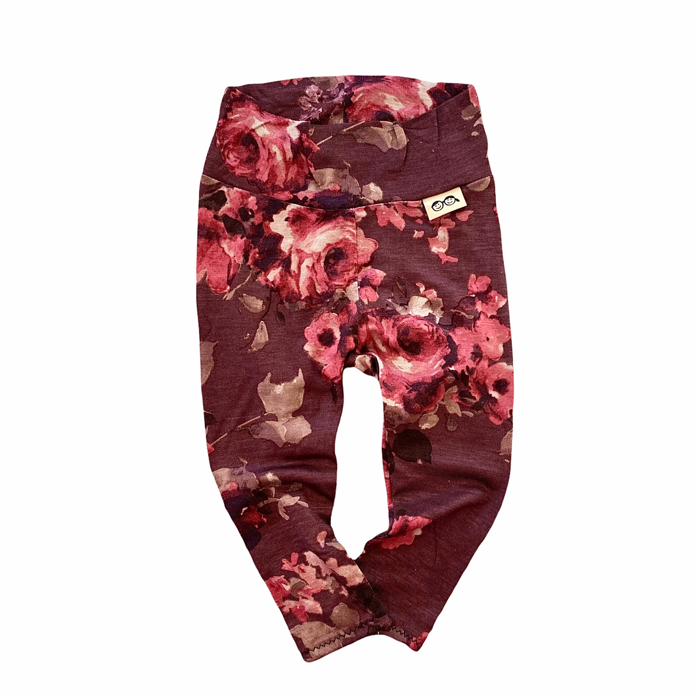 Vintage Florals on Burgundy Leggings and/or Headbands