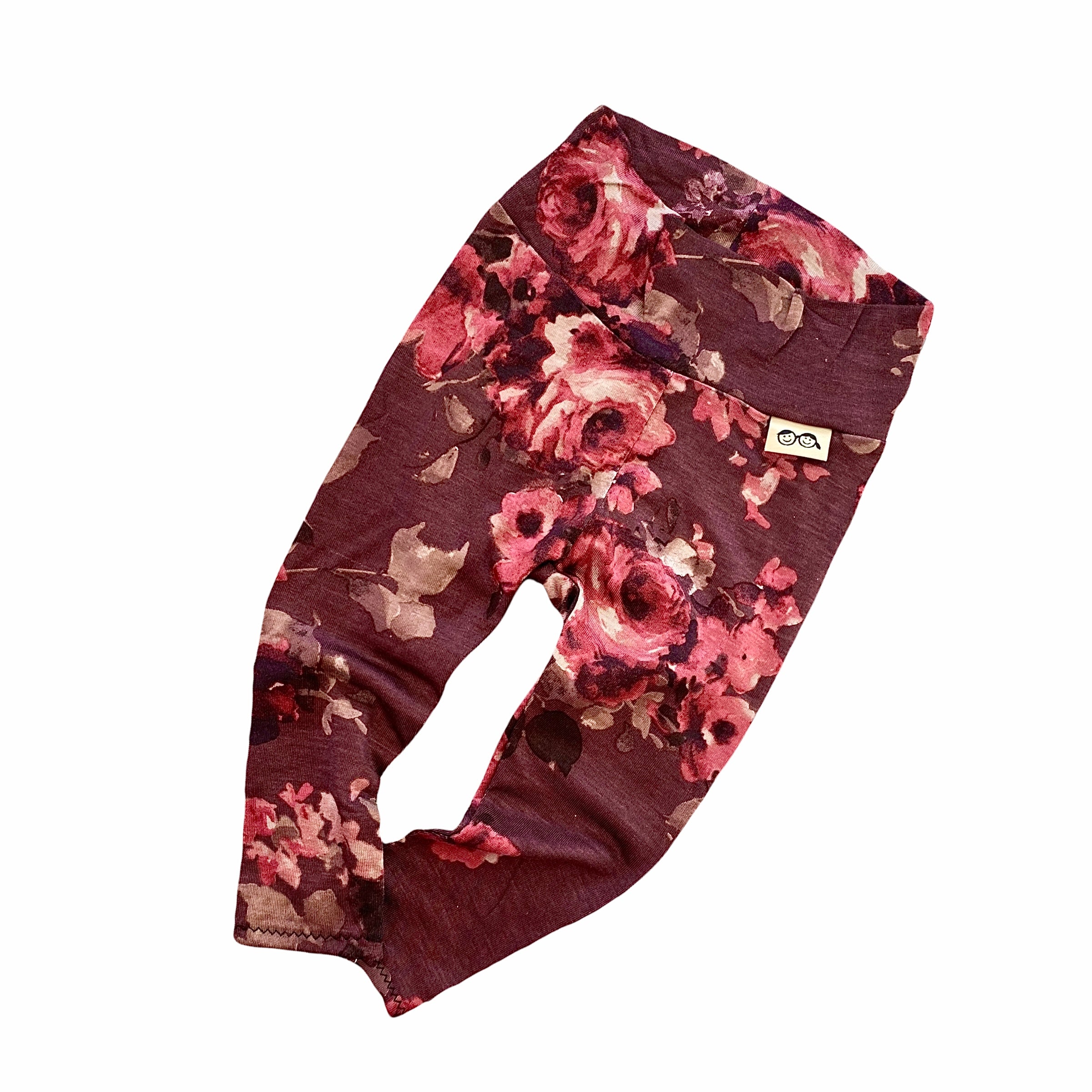 Vintage Florals on Burgundy Leggings and/or Headbands