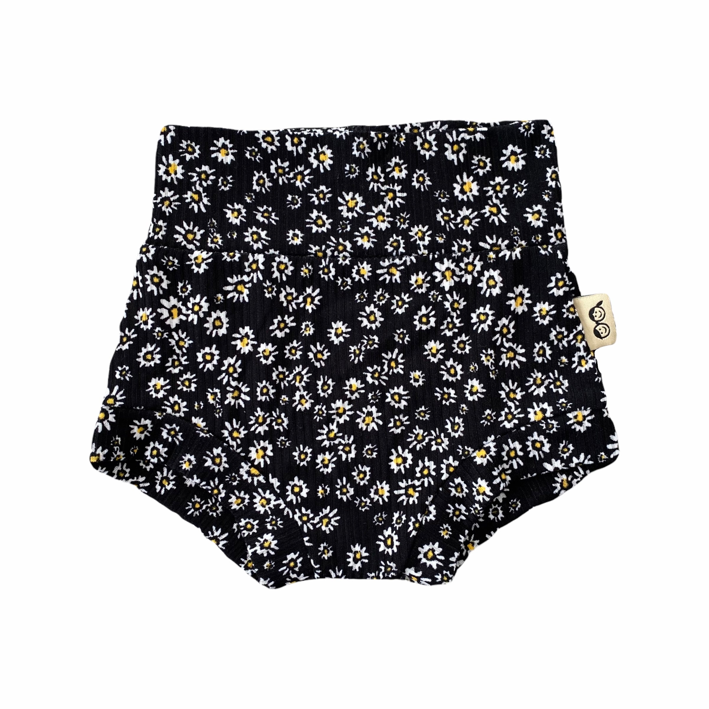 Dainty Daisies on Black Rib Bummies and/or Headbands
