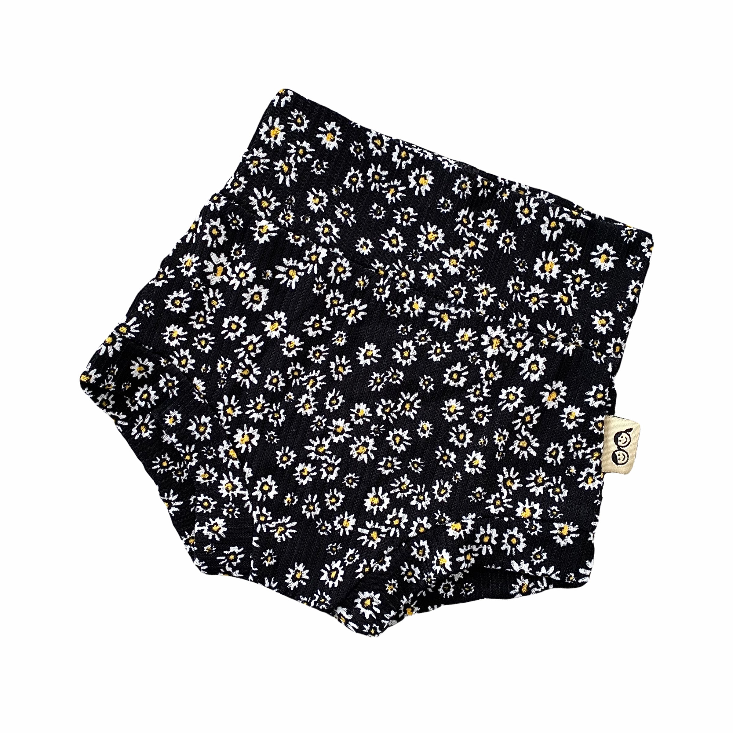 Dainty Daisies on Black Rib Bummies and/or Headbands