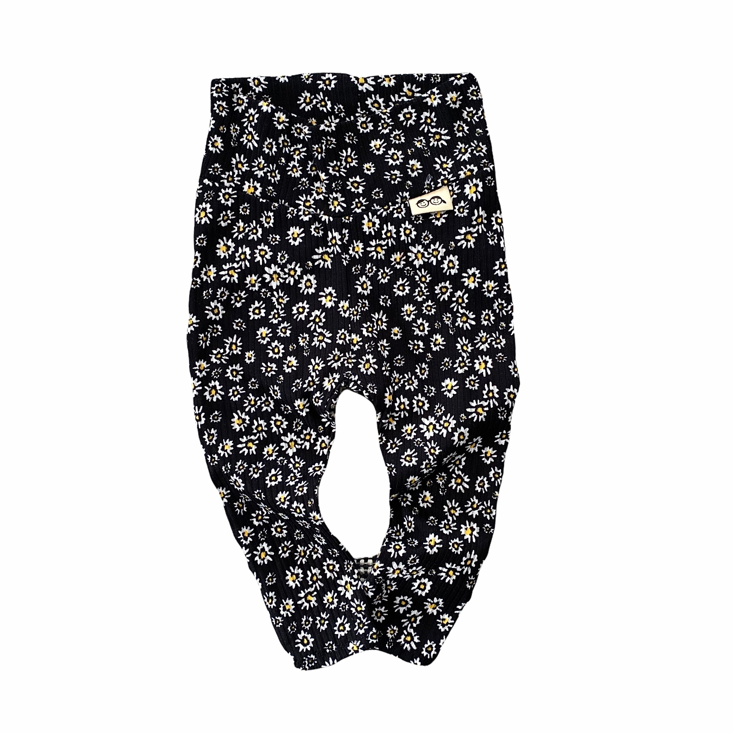 Dainty Daisies on Black Rib Leggings and/or Headbands