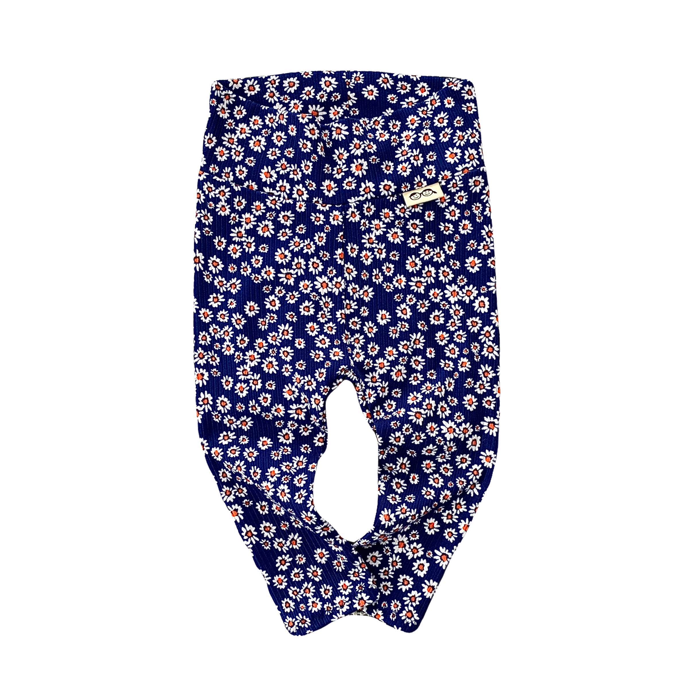 Dainty Daisies on Navy Ribbed Leggings