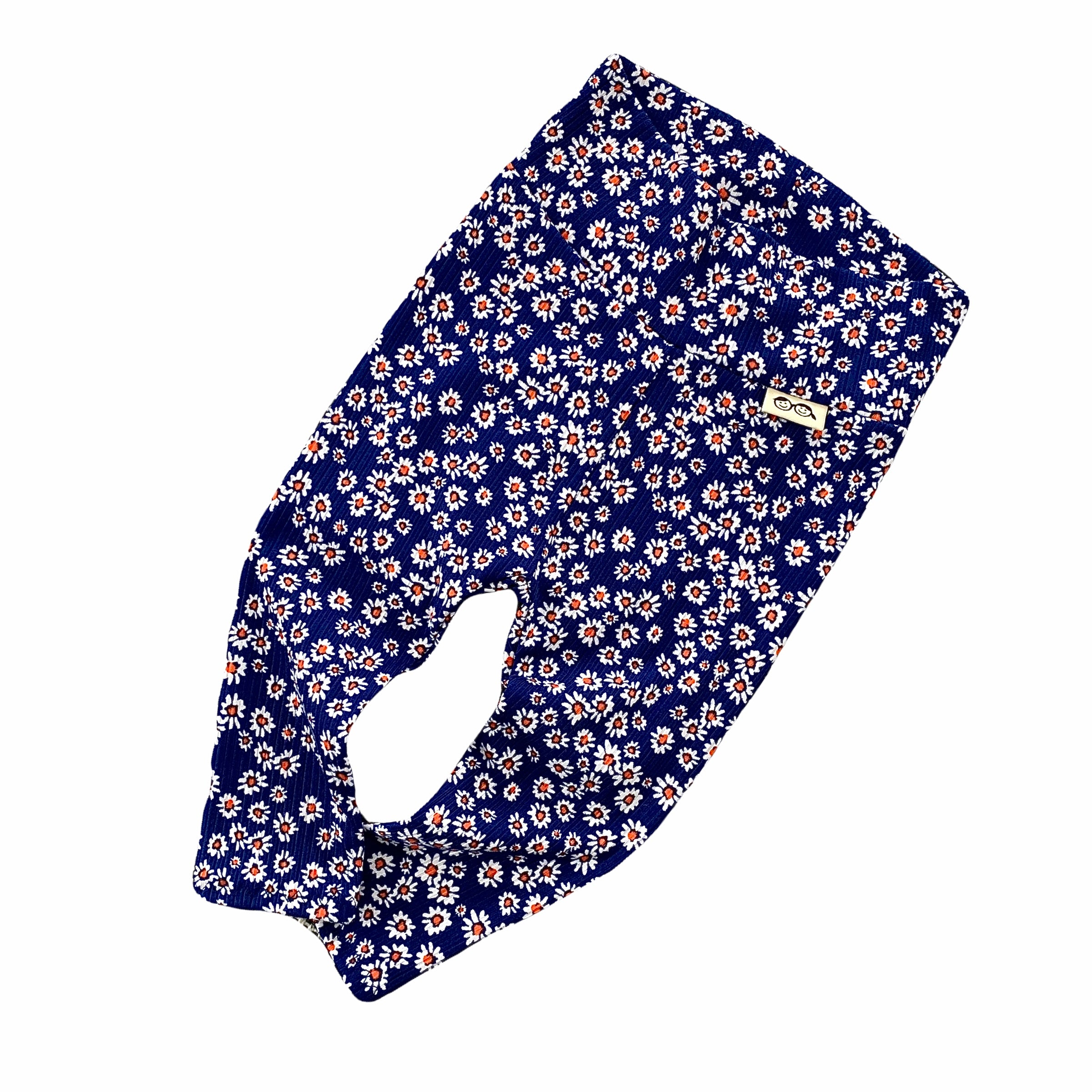 Dainty Daisies on Navy Ribbed Leggings