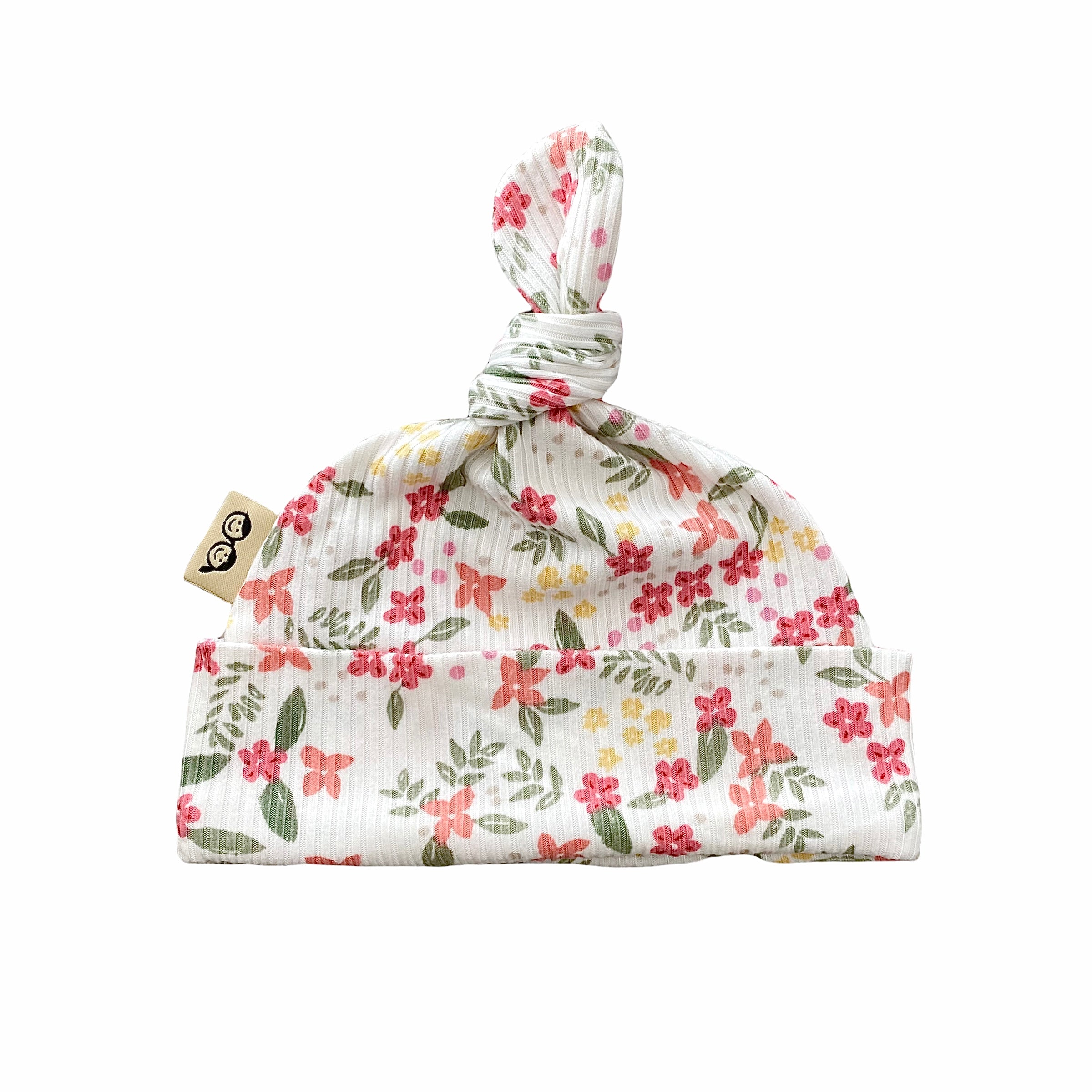 Colorful Dainty Flowers on White Leggings and/or Knot Beanie