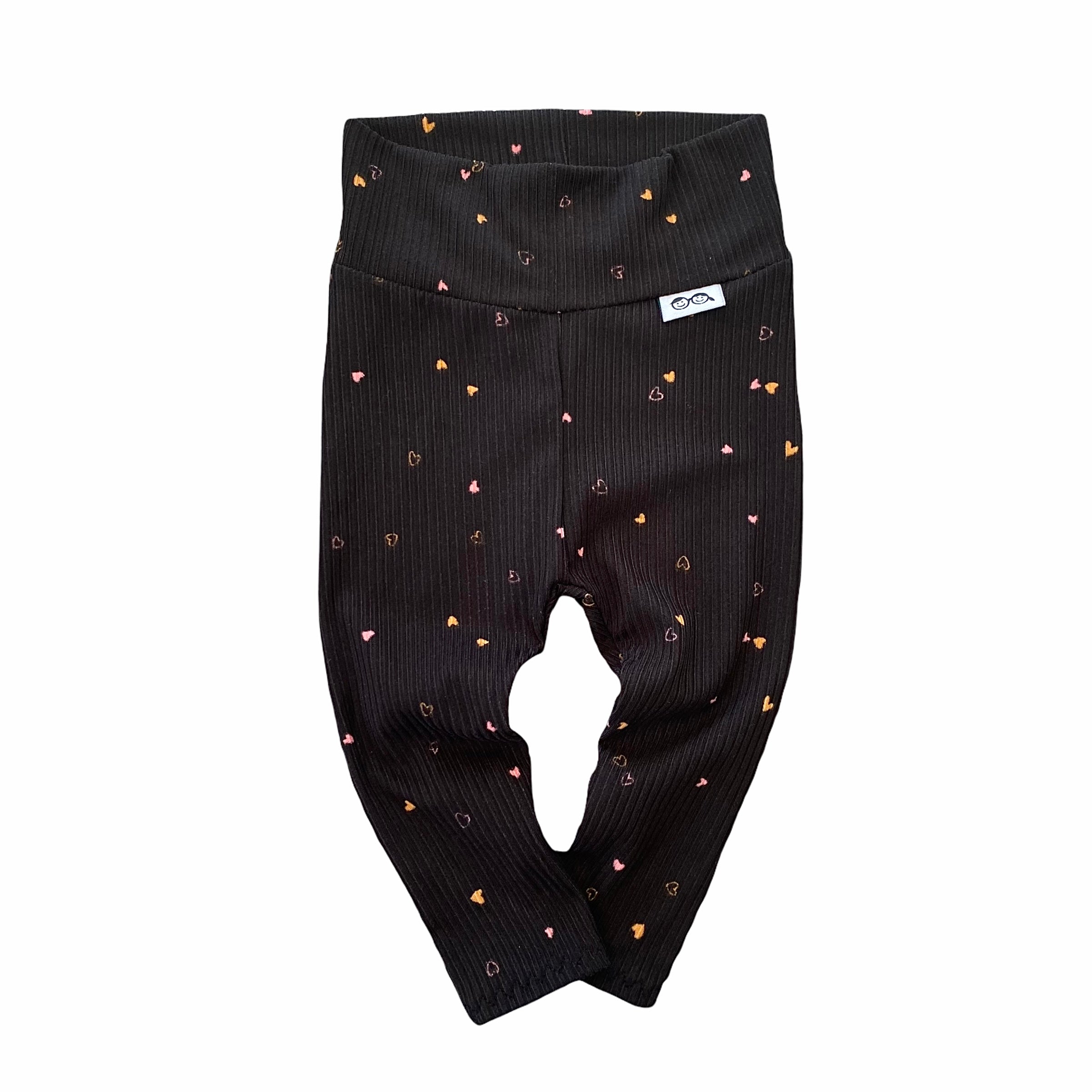 Dainty Hearts on Black Ribbed Leggings