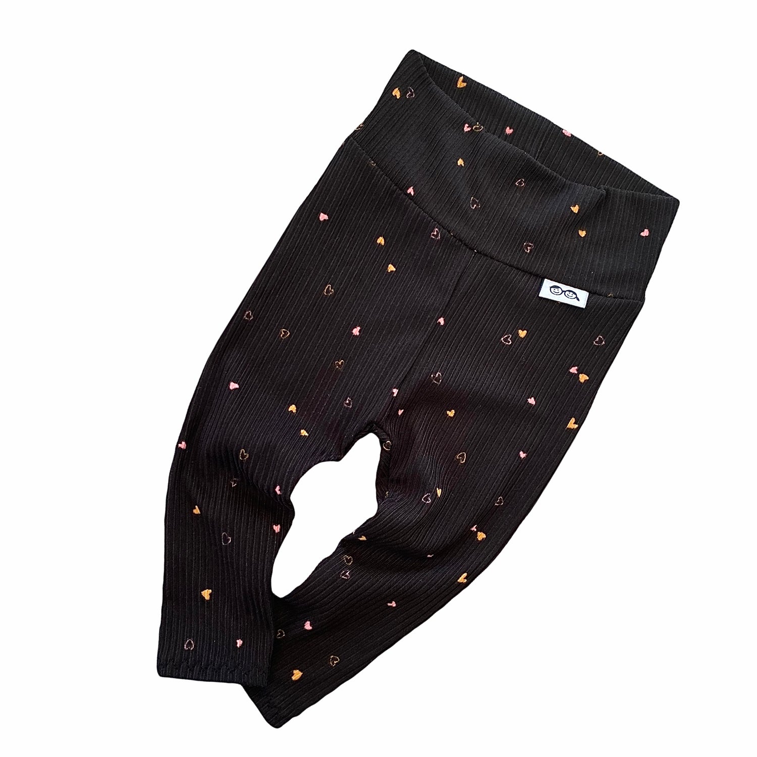Dainty Hearts on Black Ribbed Leggings