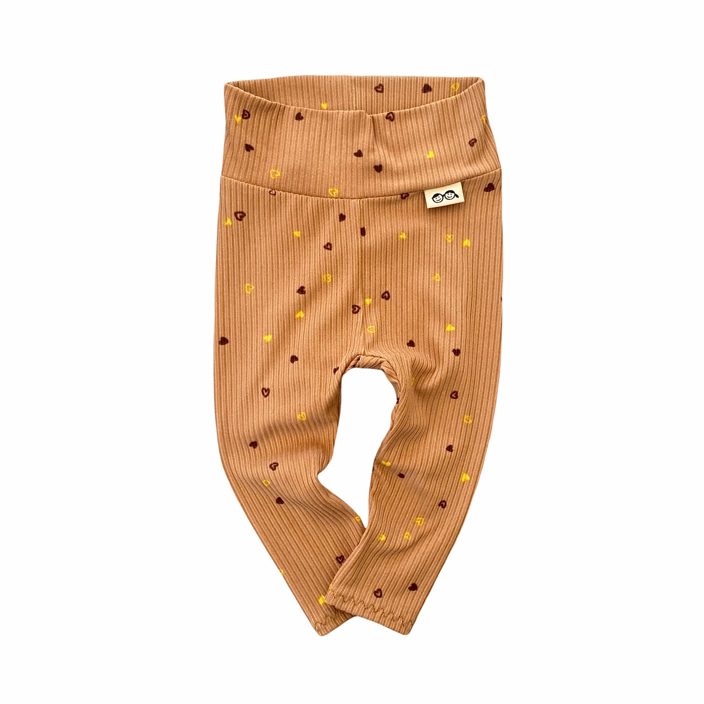 Dainty Hearts on Camel Ribbed Leggings