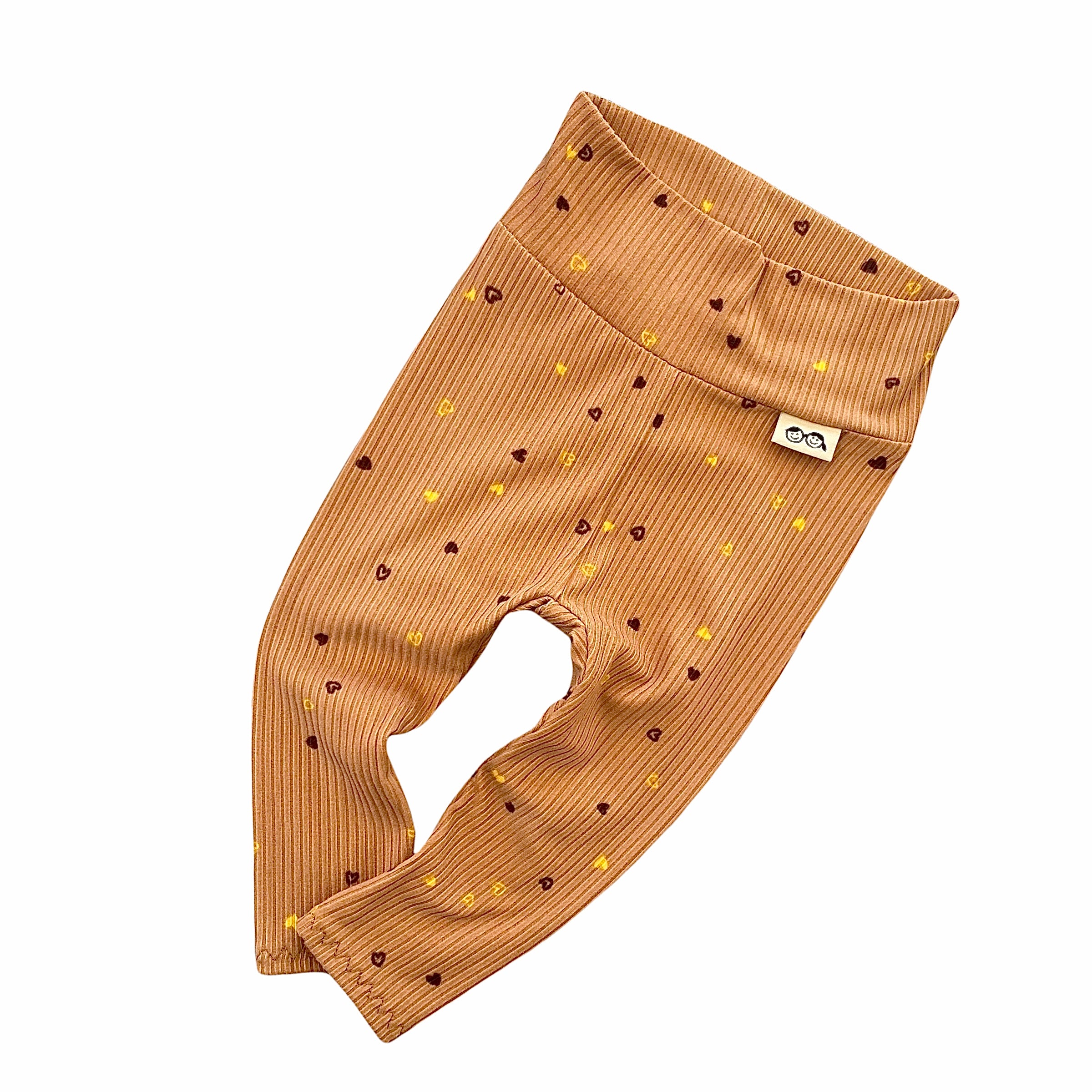 Dainty Hearts on Camel Ribbed Leggings
