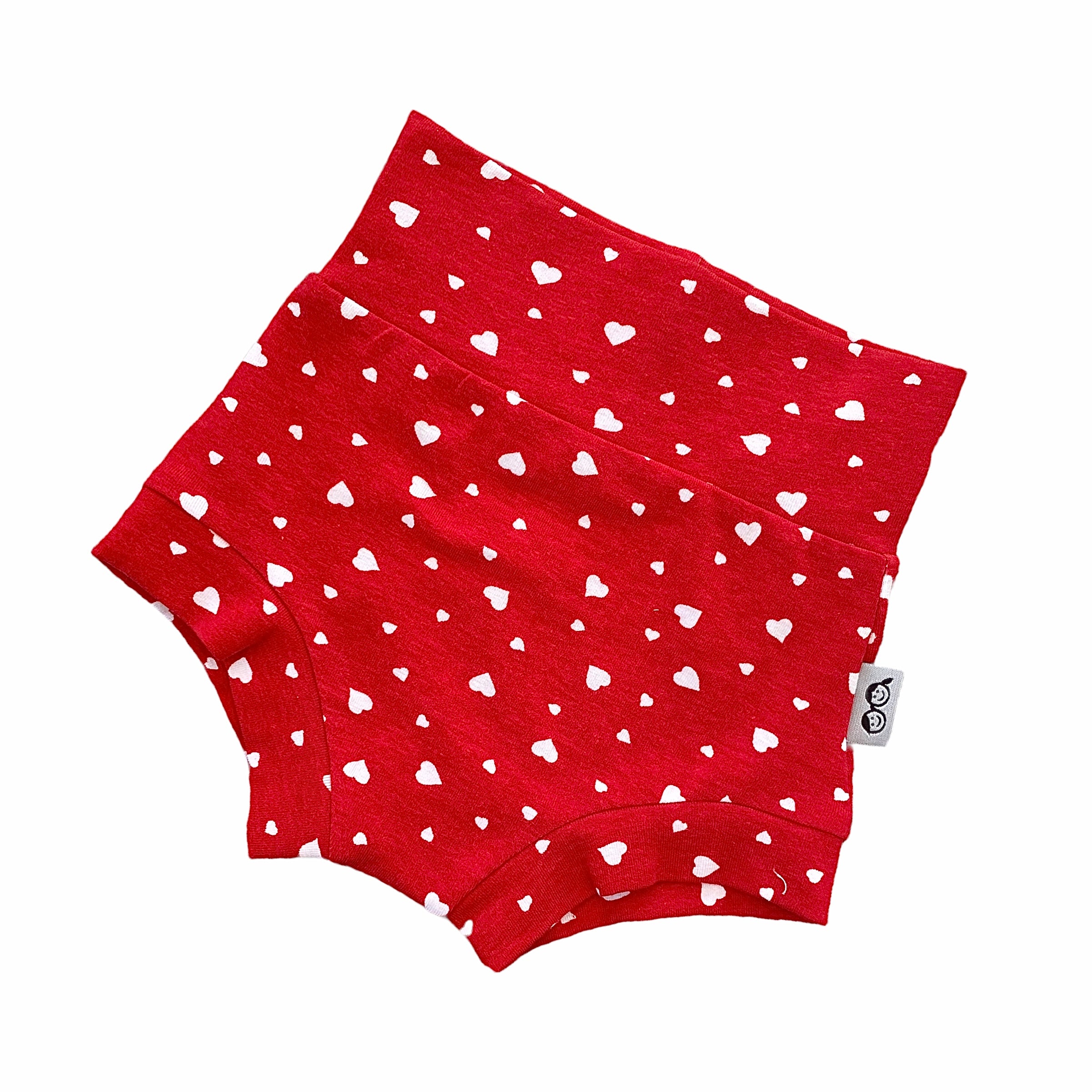White Dainty Hearts on Red Bummies
