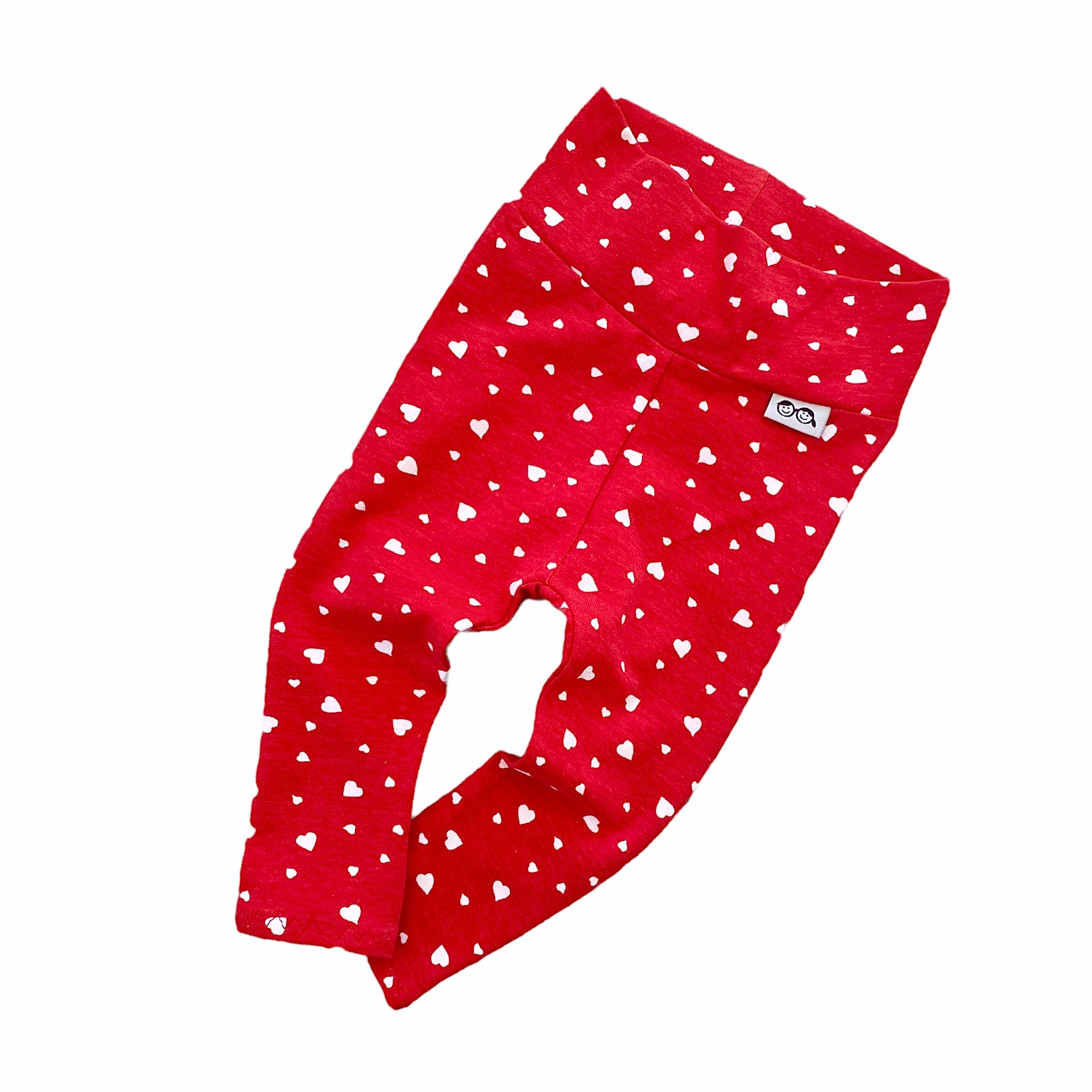 White Dainty Heart on Red Leggings