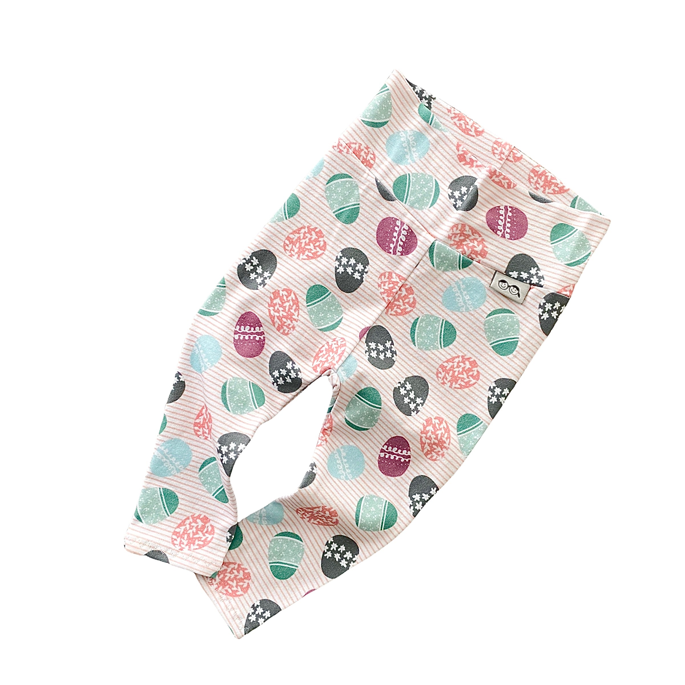 Easter eggs on Pink Stripes Leggings