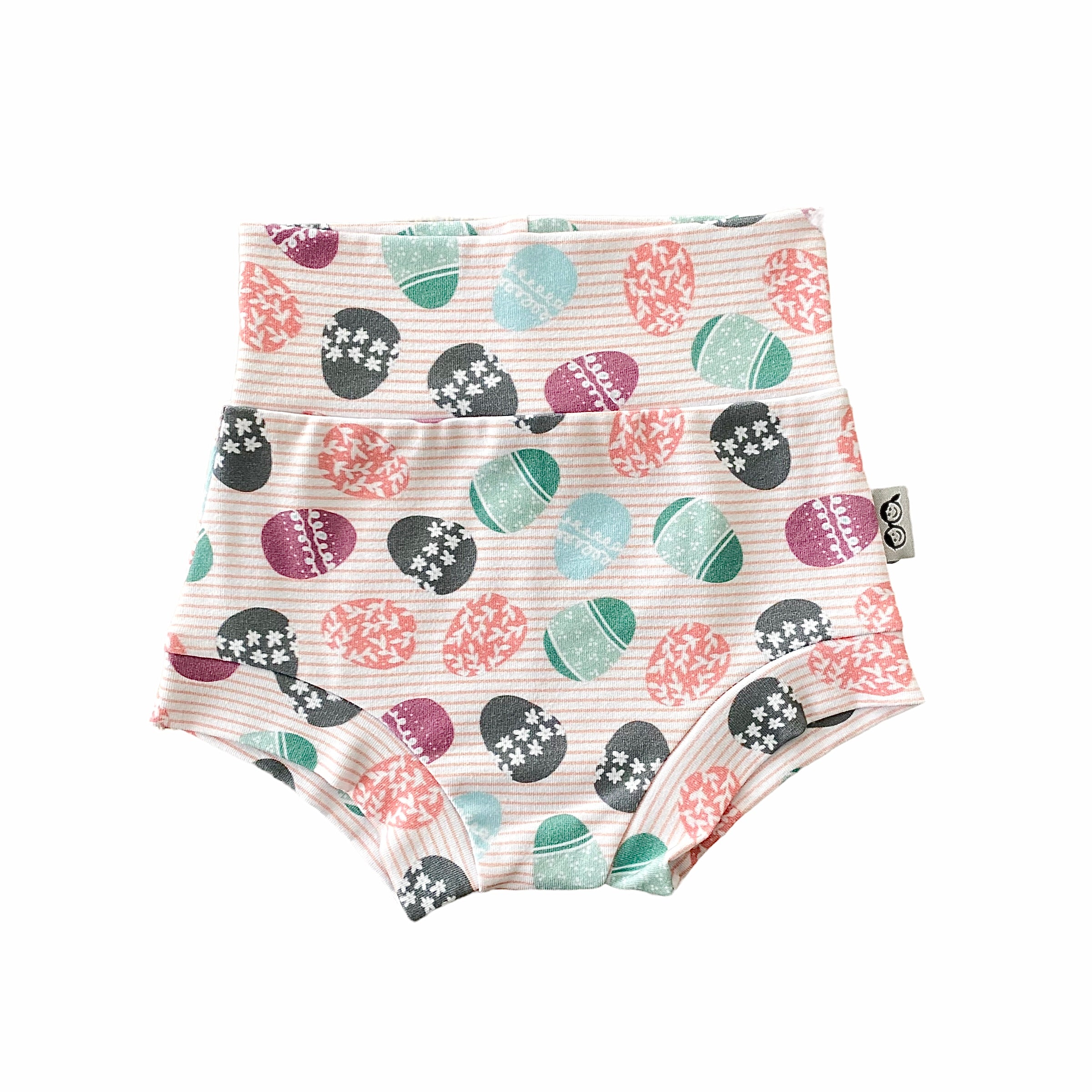 Easter eggs on Pink Stripes Bummies