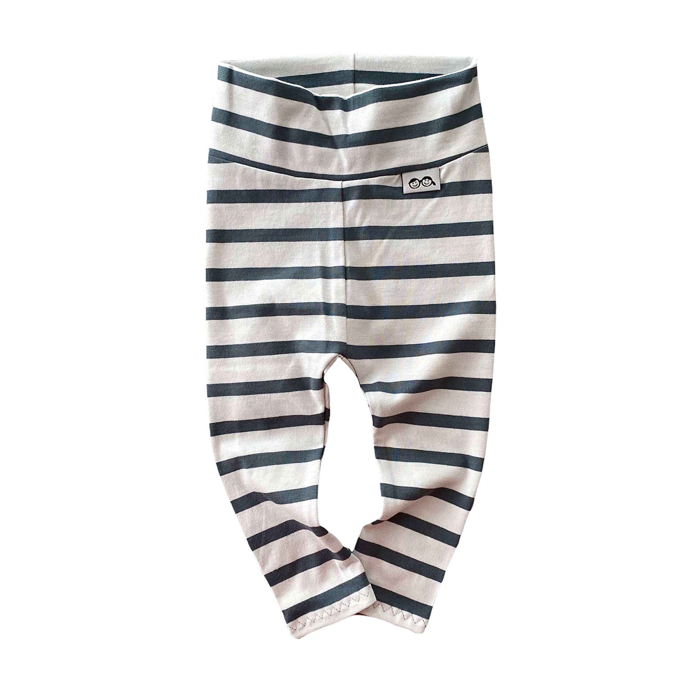 Light Grey and Dark Forrest Green Striped Leggings