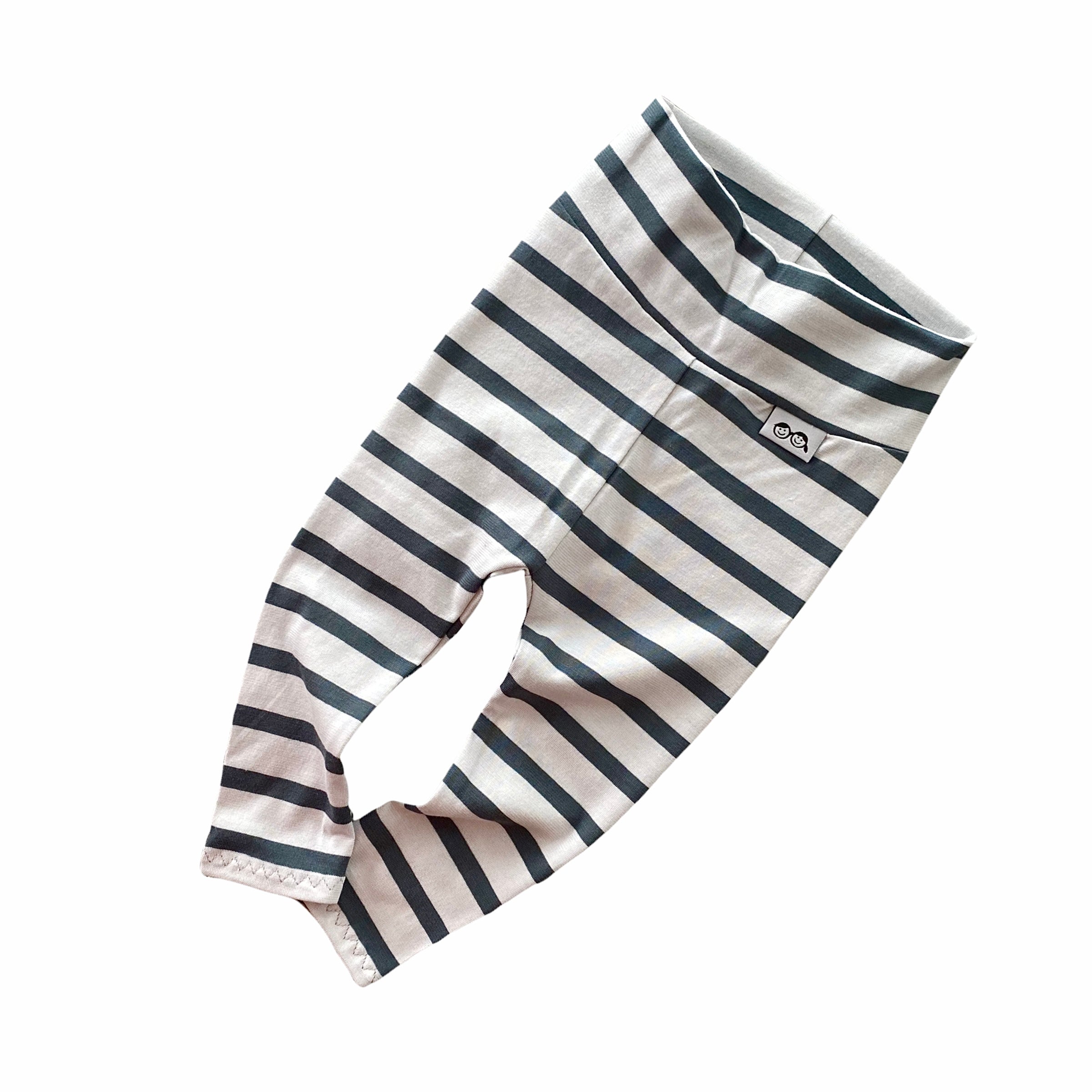 Light Grey and Dark Forrest Green Striped Leggings