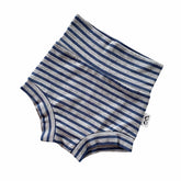 Navy Stripes on Heather Grey Bummies