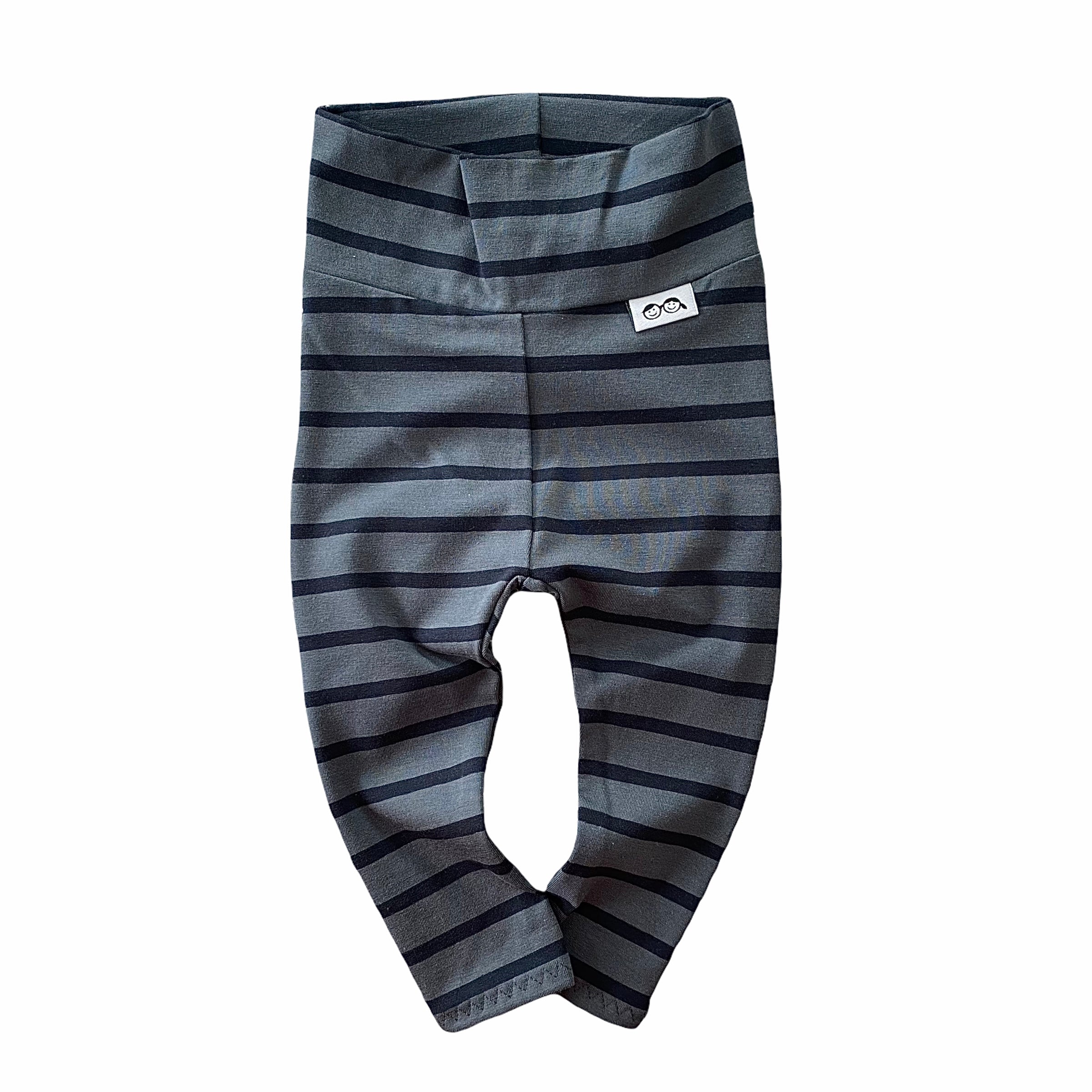 Navy Blue Striped Leggings