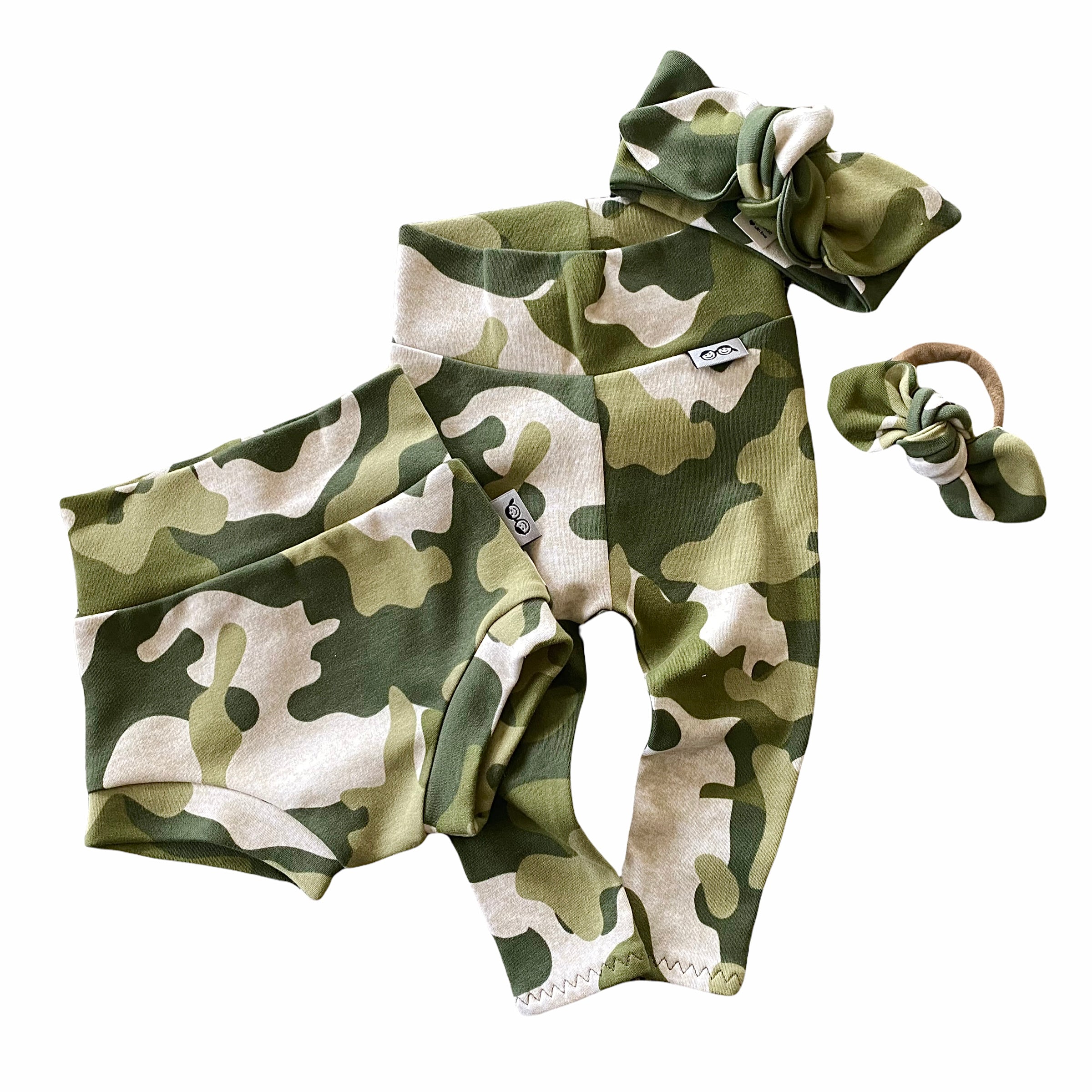 Green Camouflage Bummies and/or Headbands