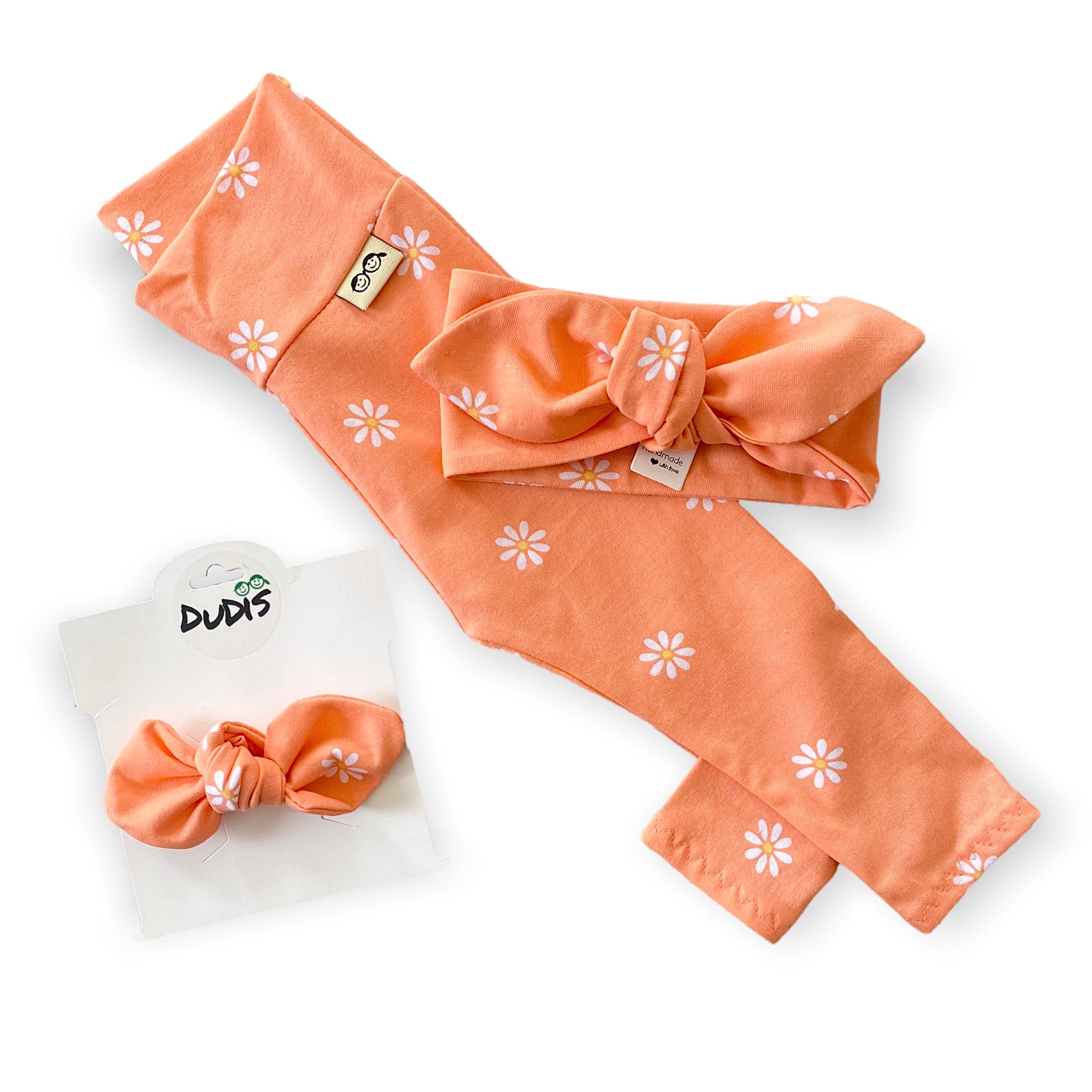Daisies on Peach Leggings and/or Headbands